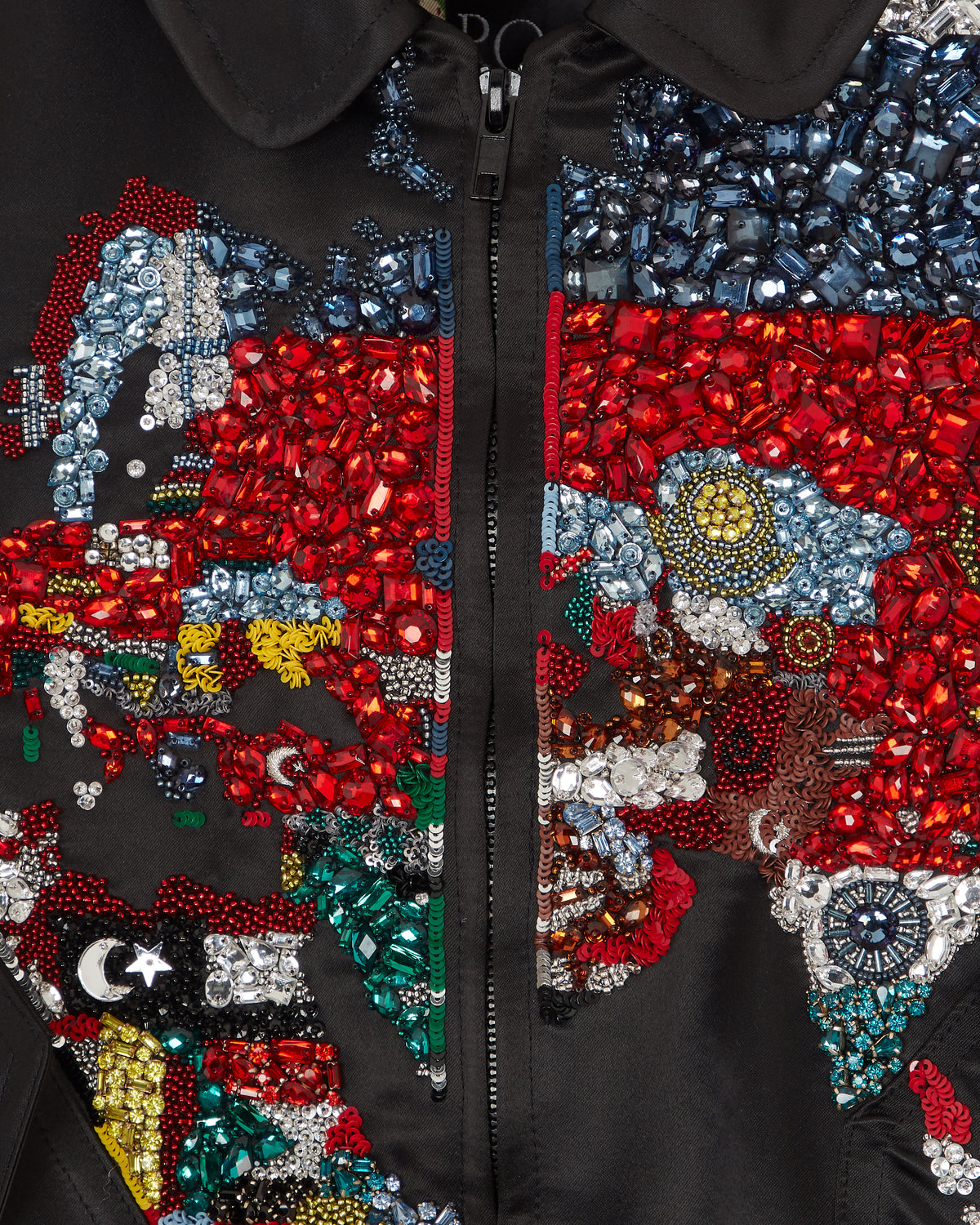 Crystal Hero World Map Bomber Jacket Multi Black