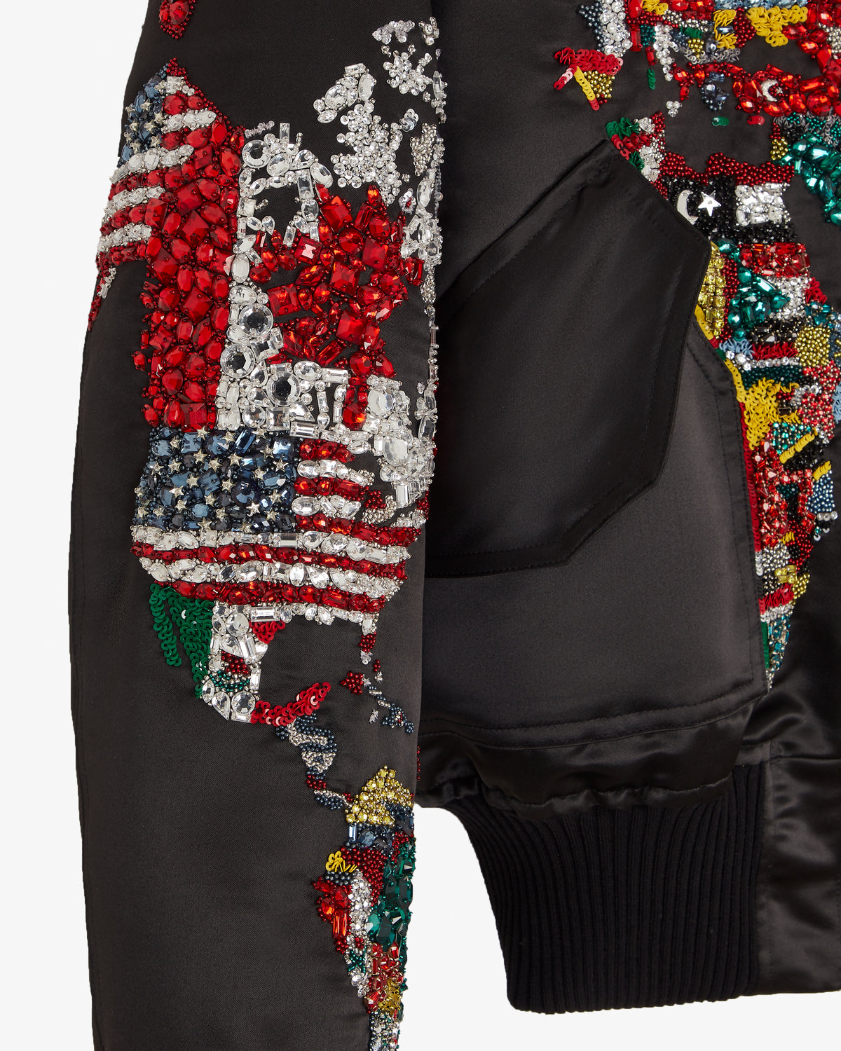 Crystal Hero World Map Bomber Jacket Multi Black