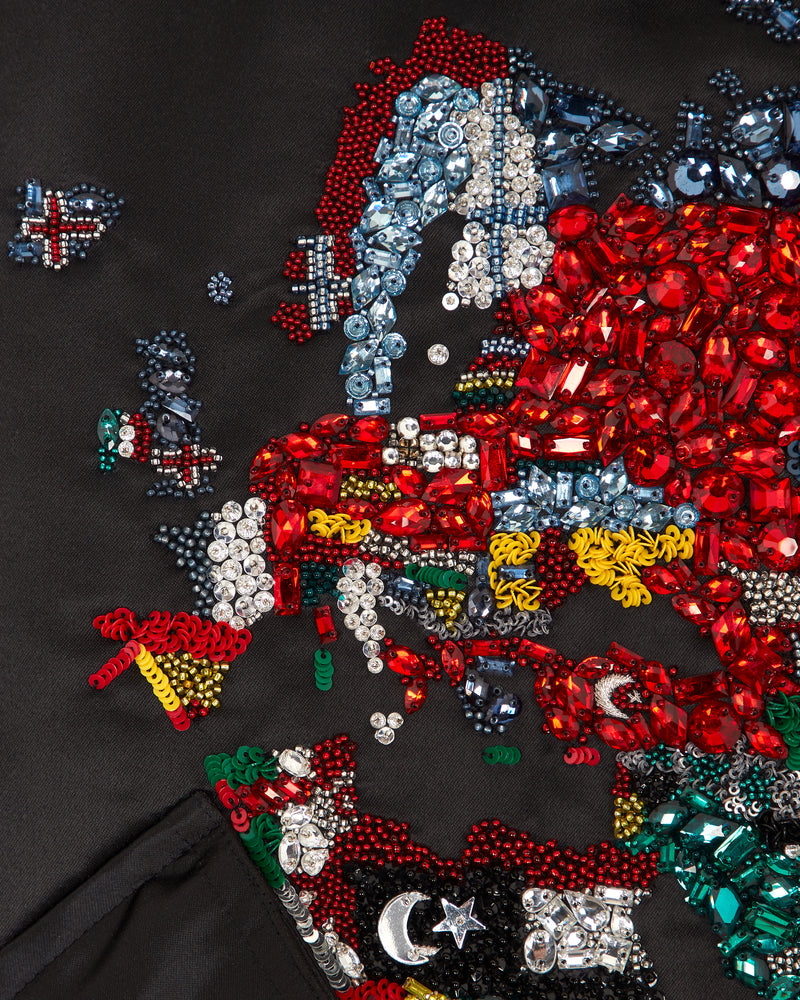 Crystal Hero World Map Bomber Jacket Multi Black