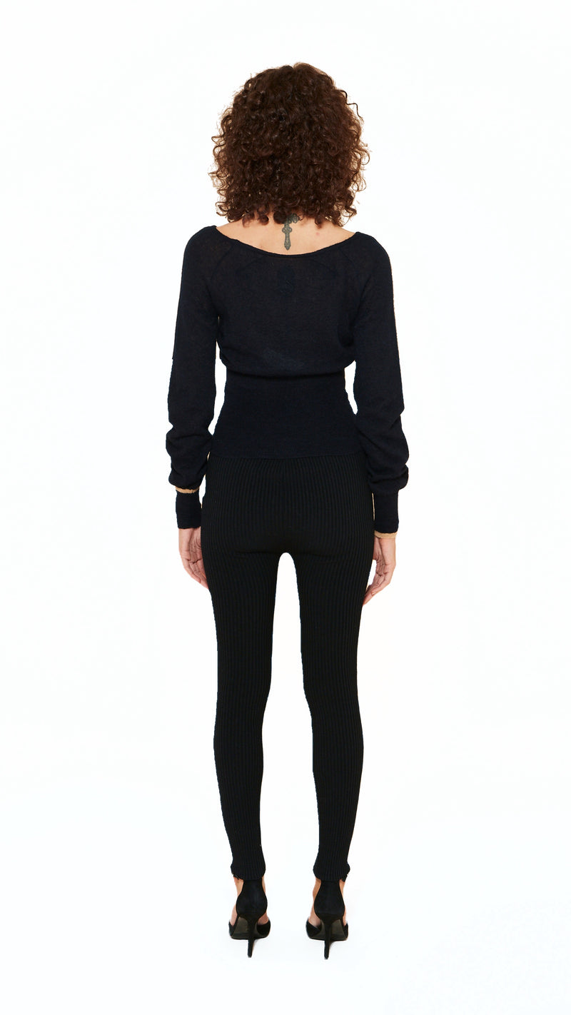Adone Long Sleeve Jumper Women Black, back view – POAN