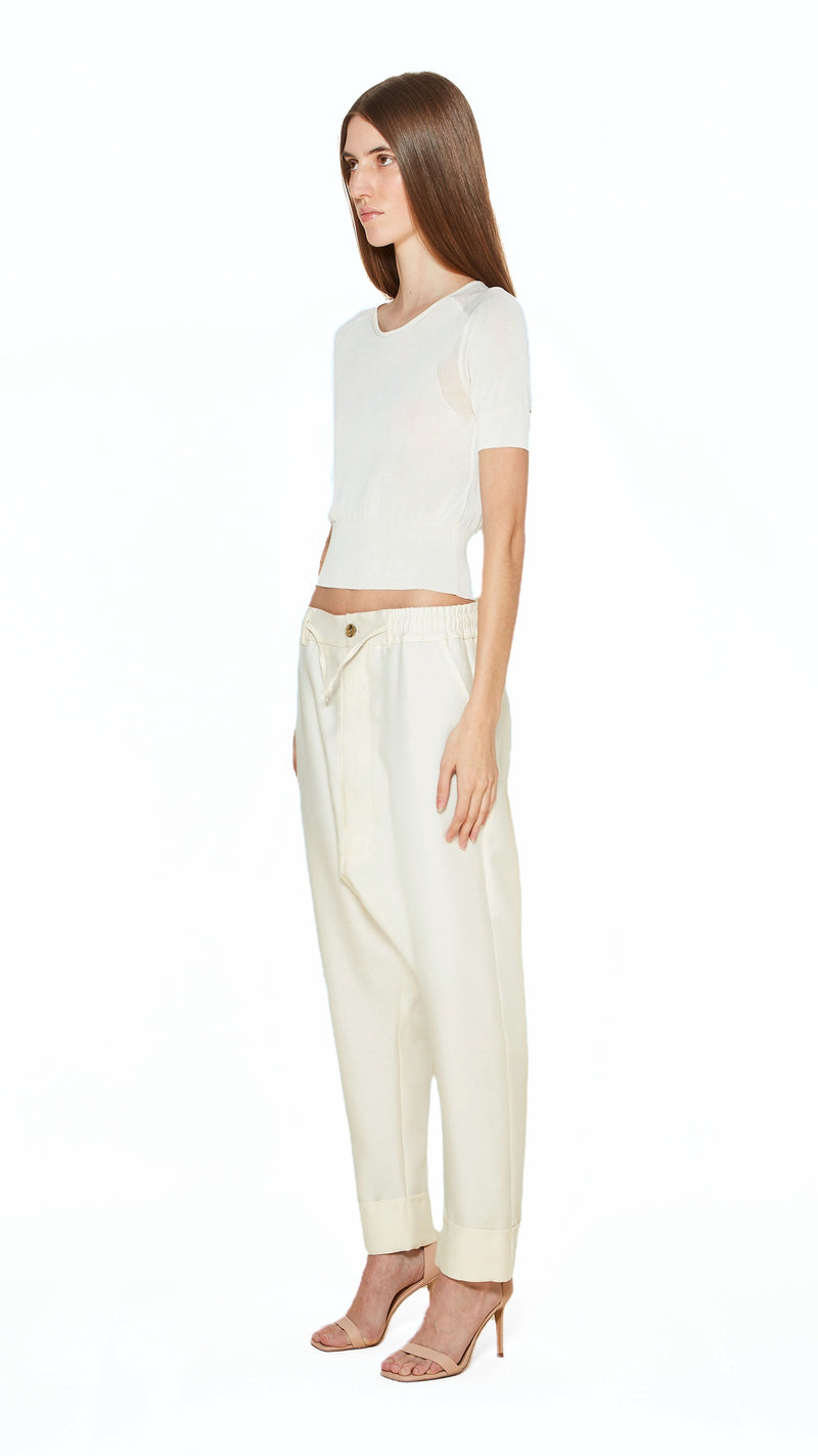 Adone Top Women Ivory, side view – POAN
