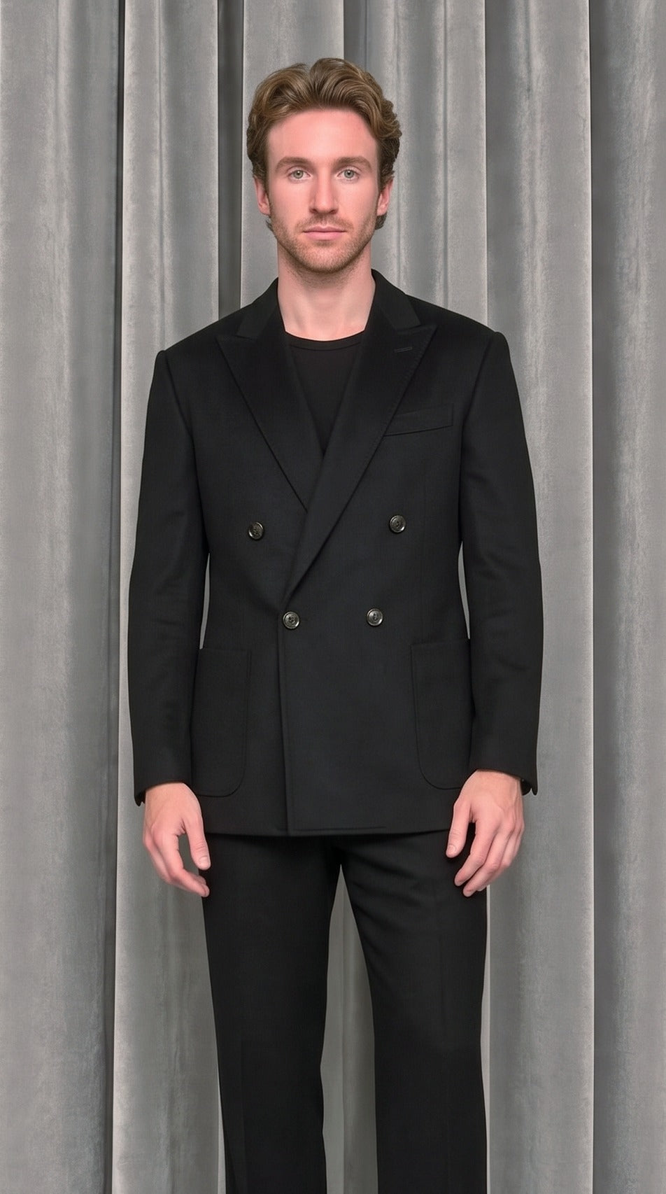 Babbo Double Cashmere Jacket Black – detail