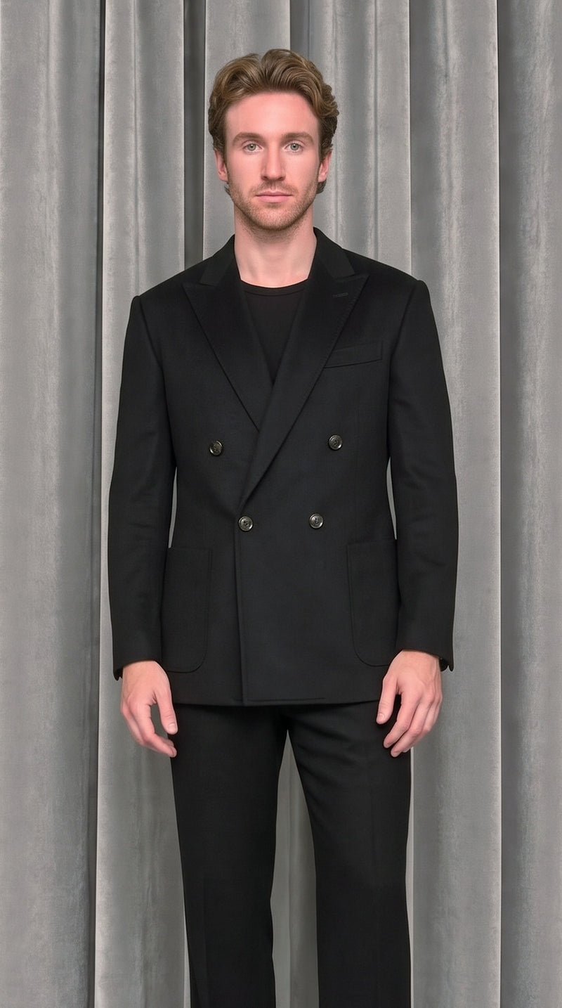 Babbo Double Cashmere Jacket Black – detail