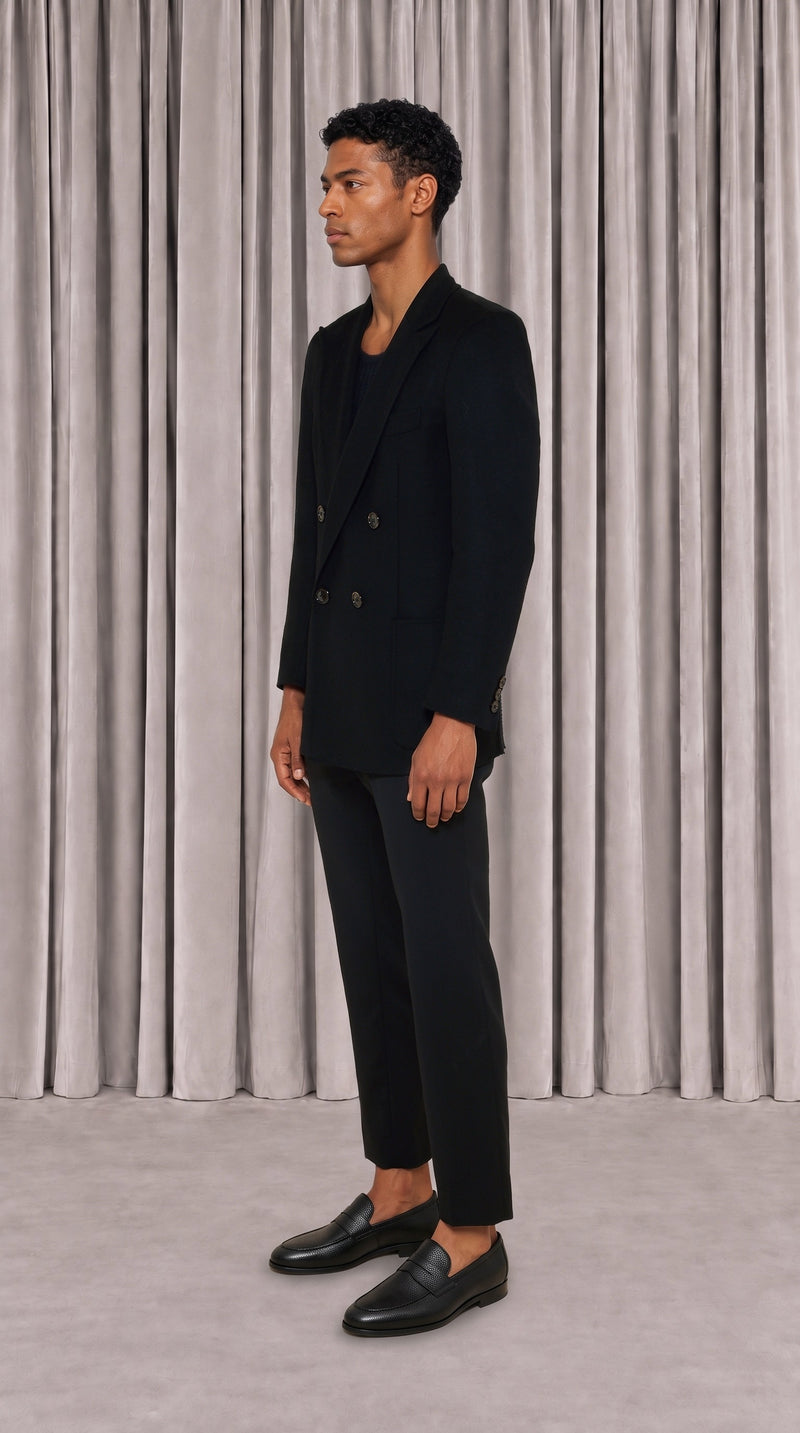 Babbo Double Cashmere Jacket Men Black, side view – POAN