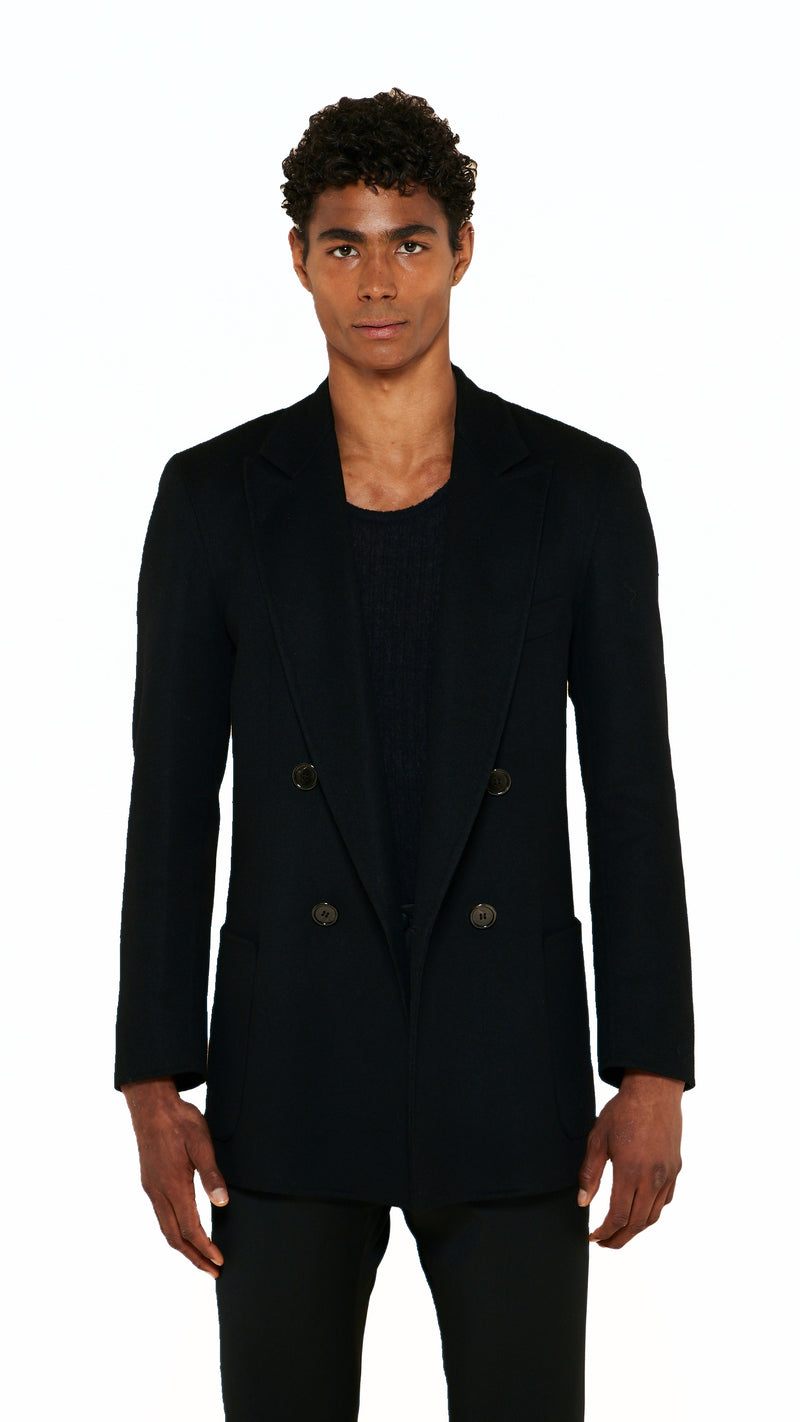 Babbo Double Cashmere Jacket Men Black, detail – POAN