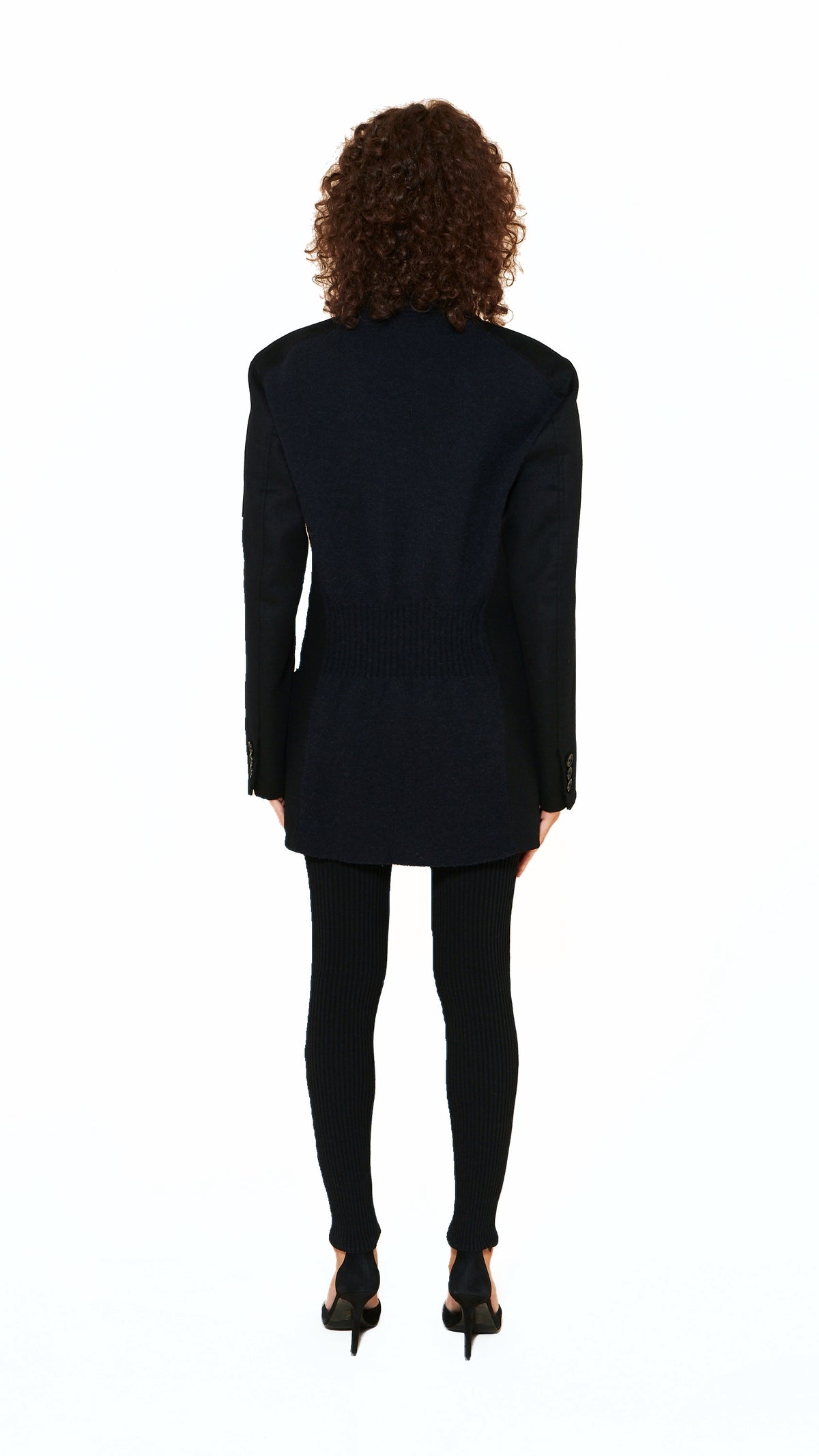 Babbo Double Cashmere Jacket Women Black, back view – POAN
