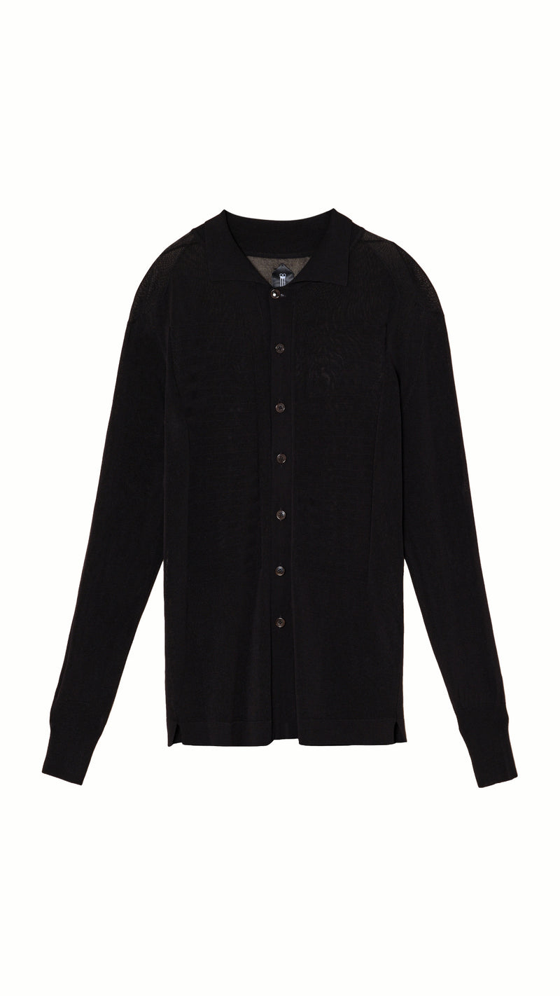 Bib Long Sleeve Polo Black Women, product – POAN