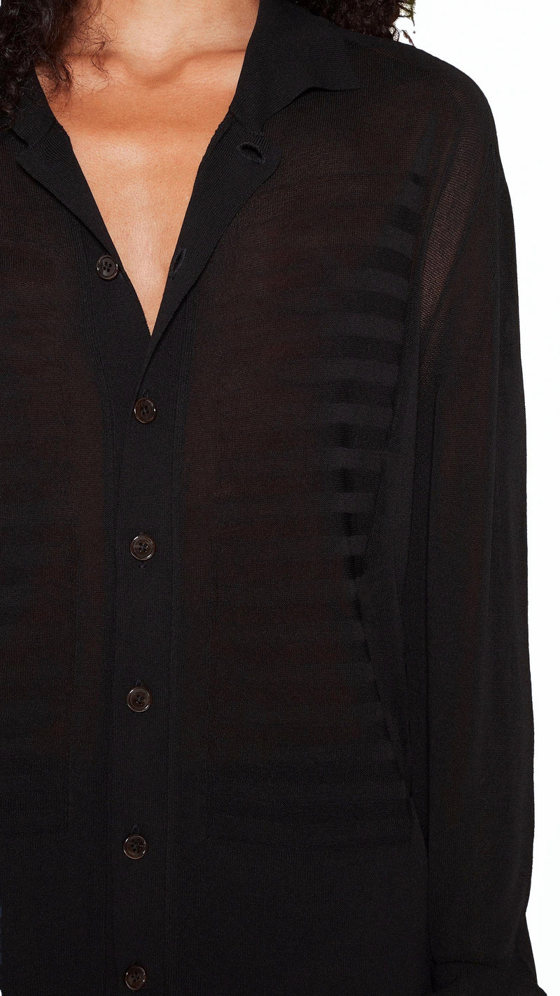 Bib Long Sleeve Polo Black Women, detail – POAN