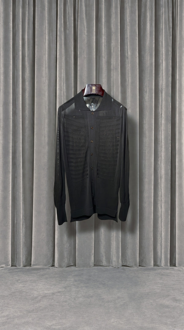 Bib Long Sleeve Polo Black Men