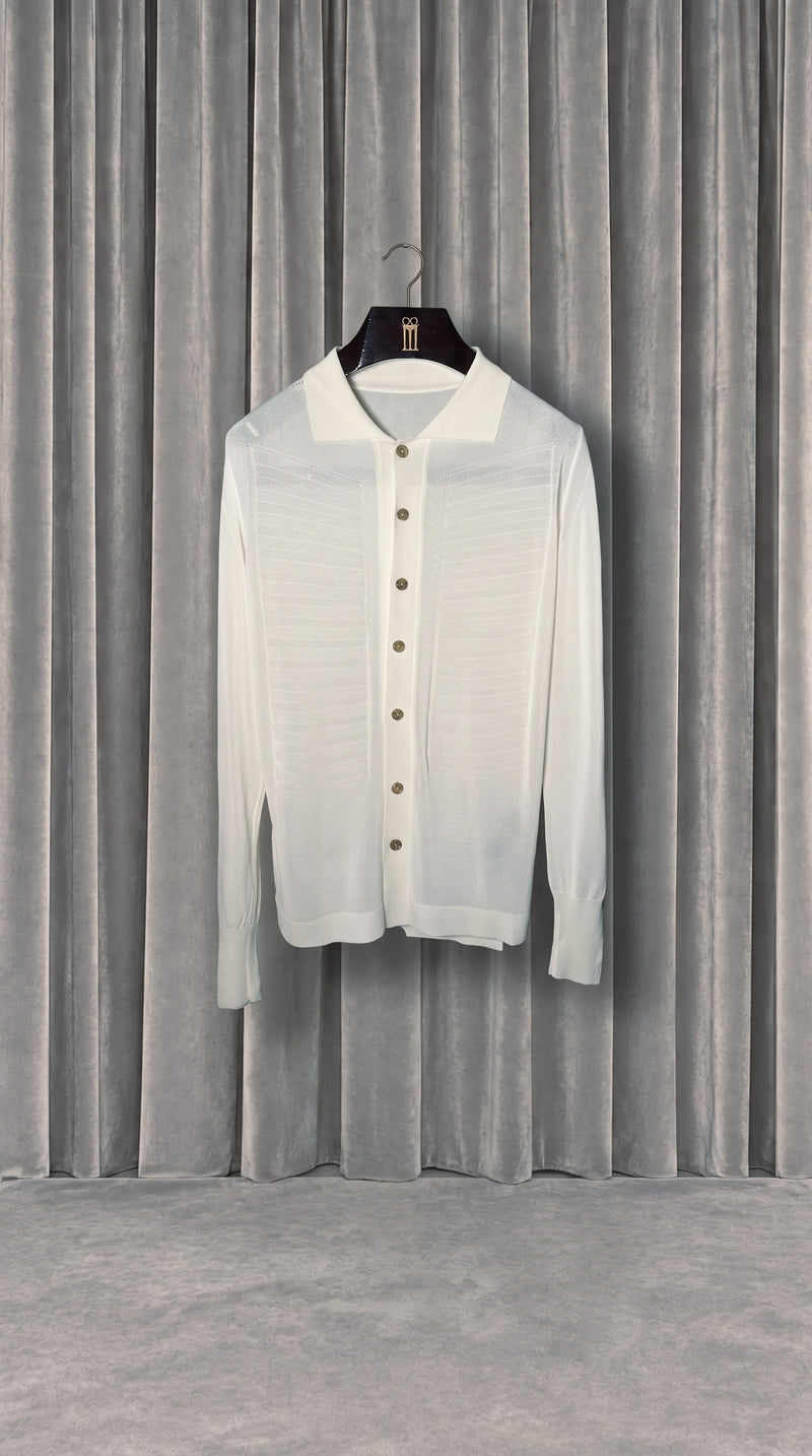 Bib Long Sleeve Polo Ivory – product