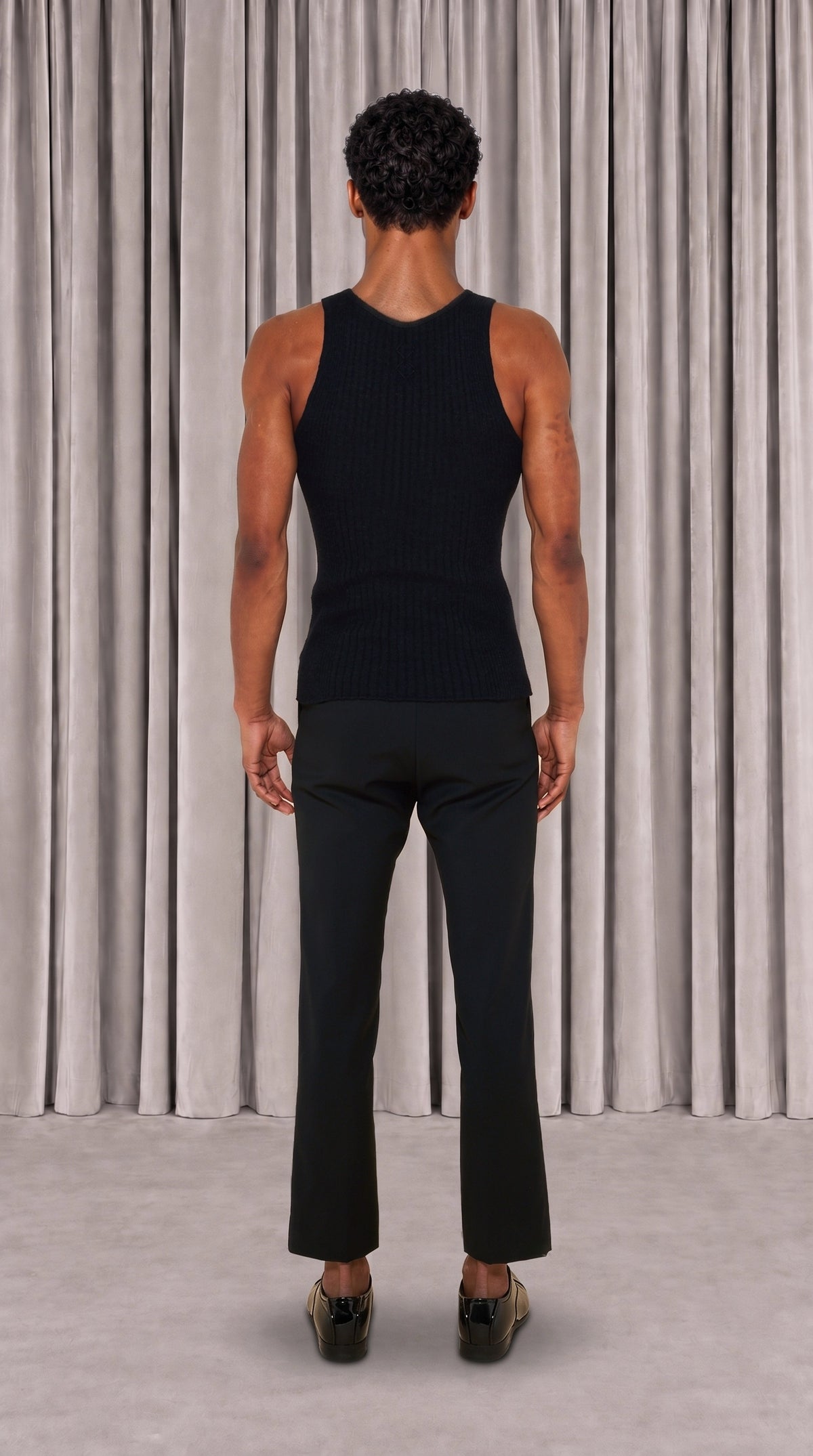 Cardinal Alpaca Tank Top Men Black, back view – POAN