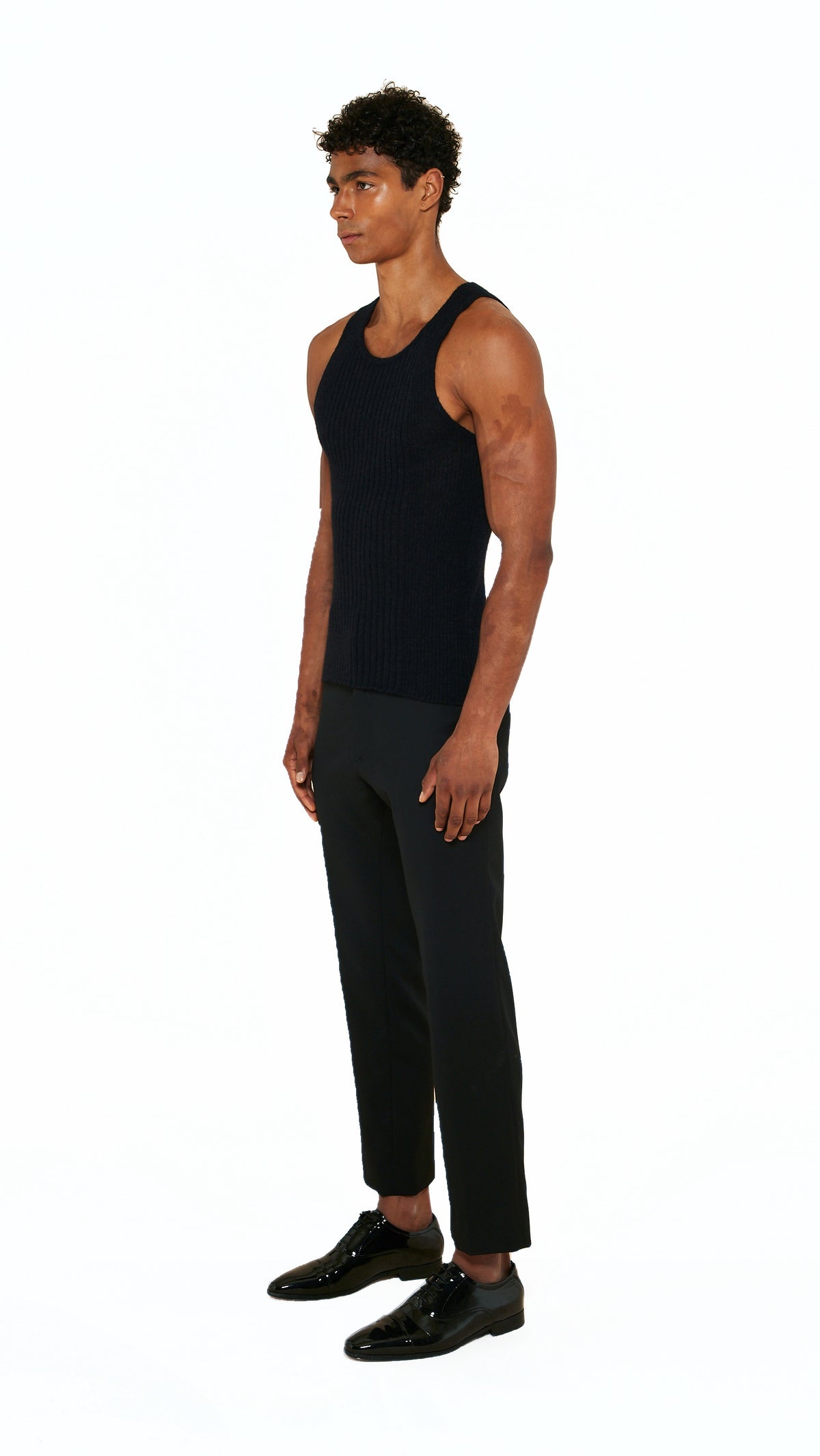 Cardinal Alpaca Tank Top Men Black, side view – POAN
