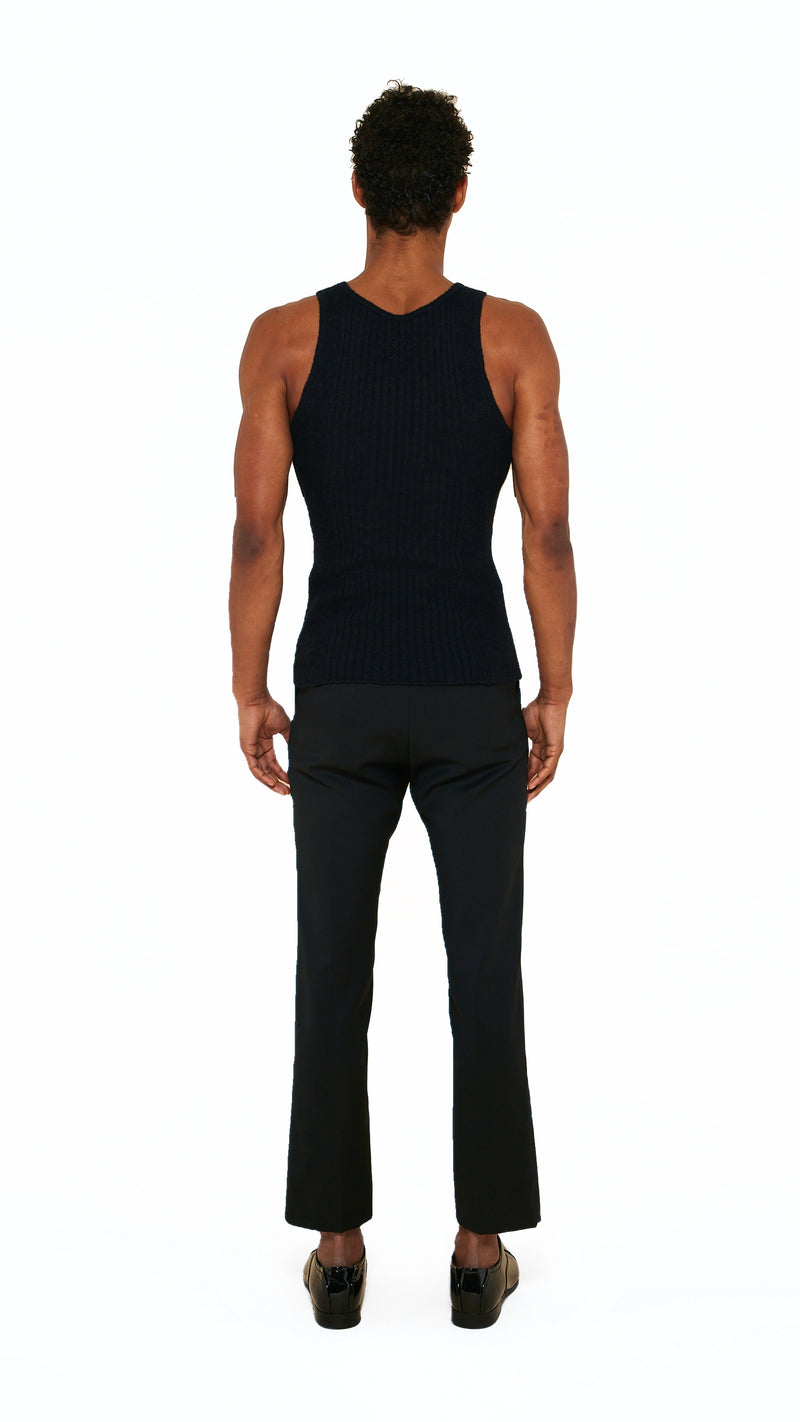 Cardinal Alpaca Tank Top Men Black, back view – POAN
