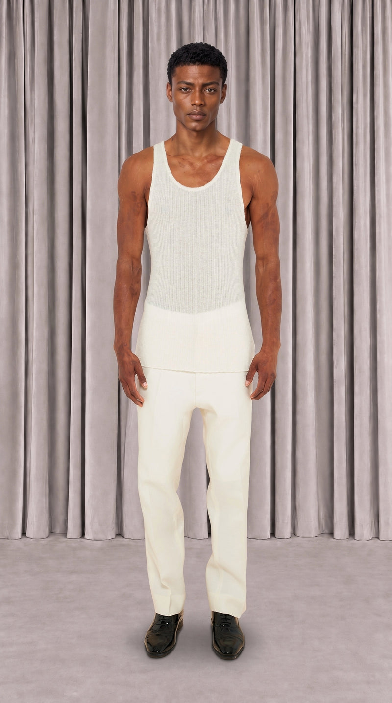 Cardinal Alpaca Tank Top Men Ivory, front view – POAN