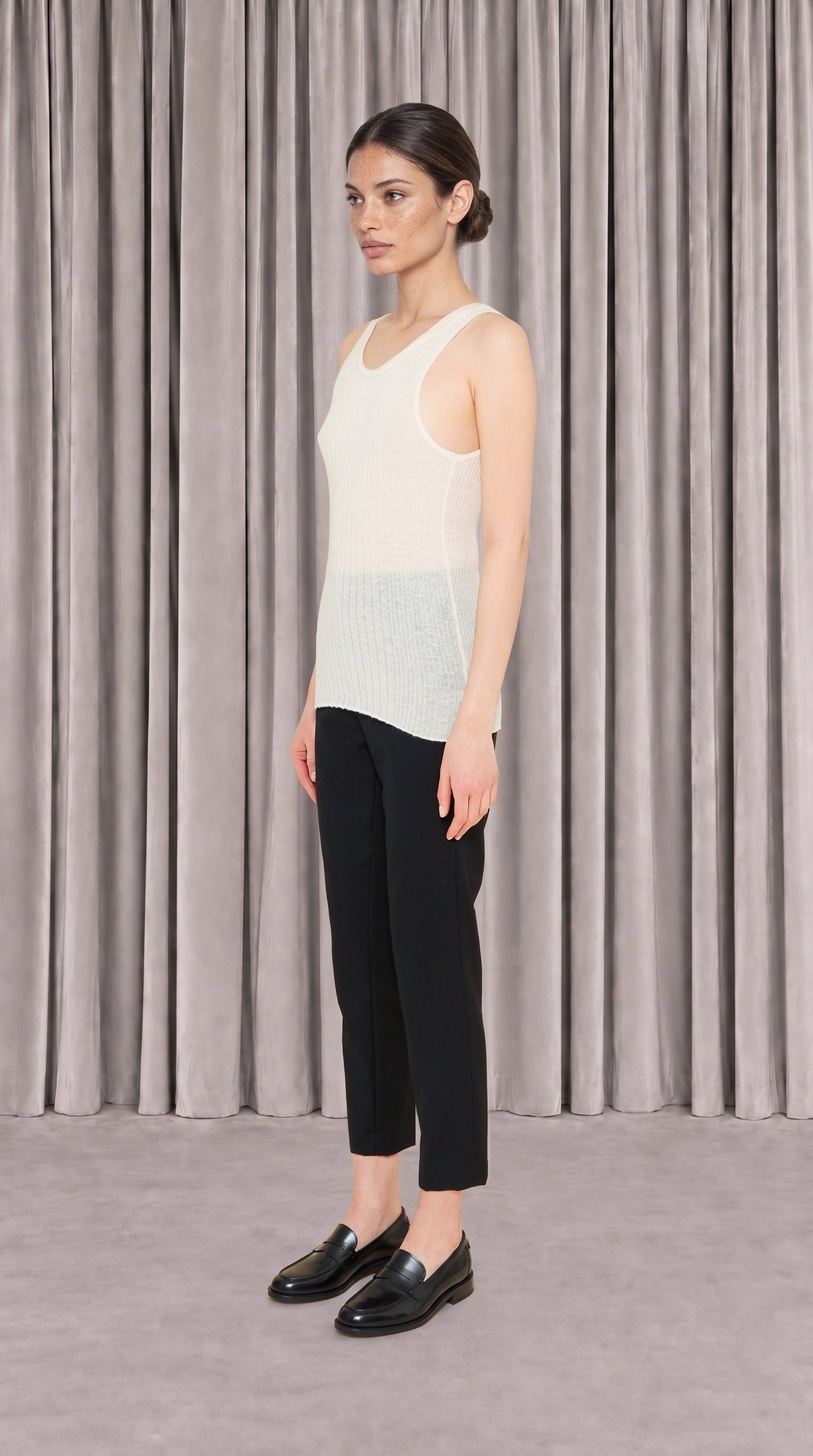 Cardinal Alpaca Tank Top Women Ivory, side view – POAN