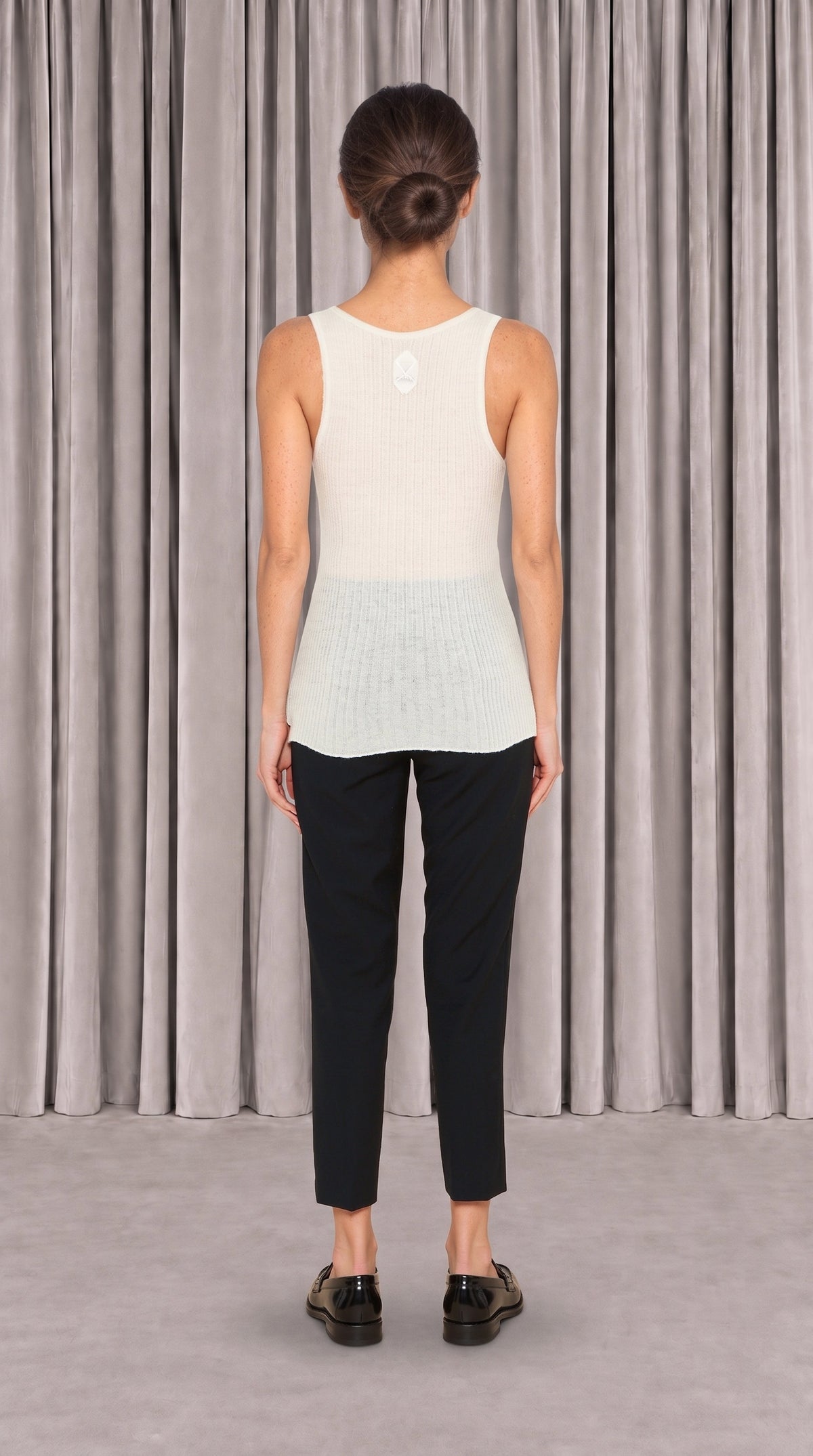 Cardinal Alpaca Tank Top Women Ivory, back view – POAN