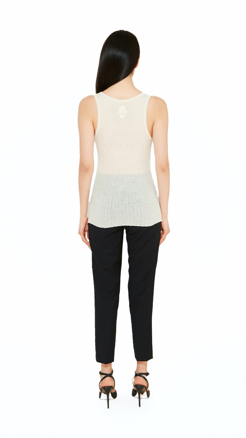 Cardinal Alpaca Tank Top Women Ivory, back view – POAN