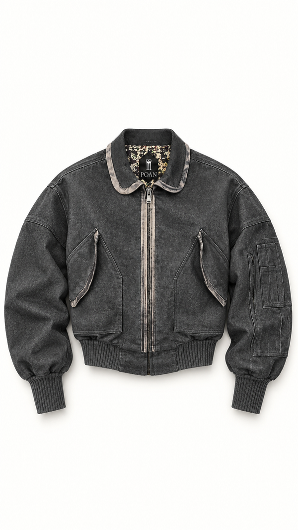 Iceman Bomber Flannel Grey Melange Men