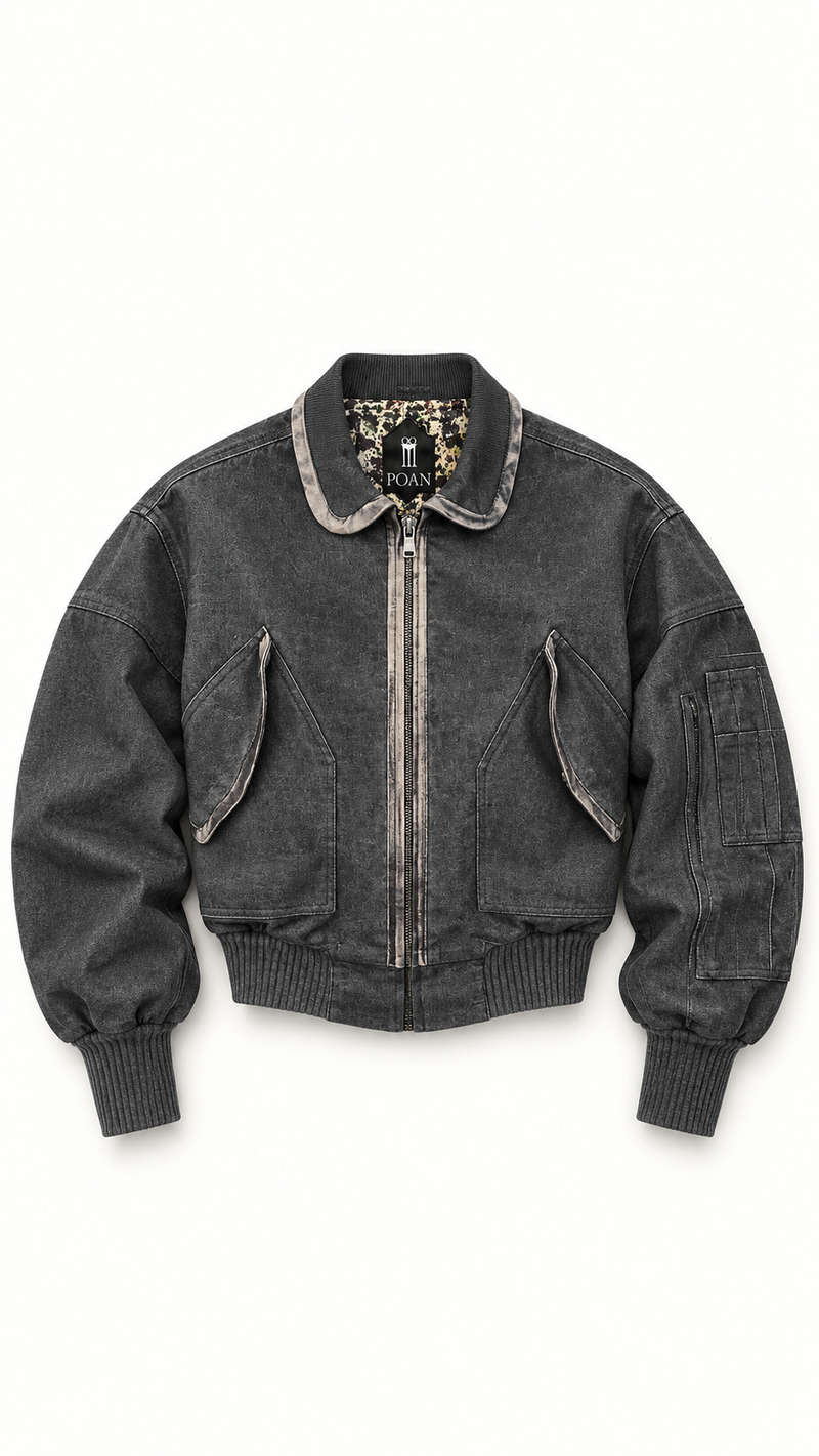 Iceman Bomber Flannel Grey Melange Men