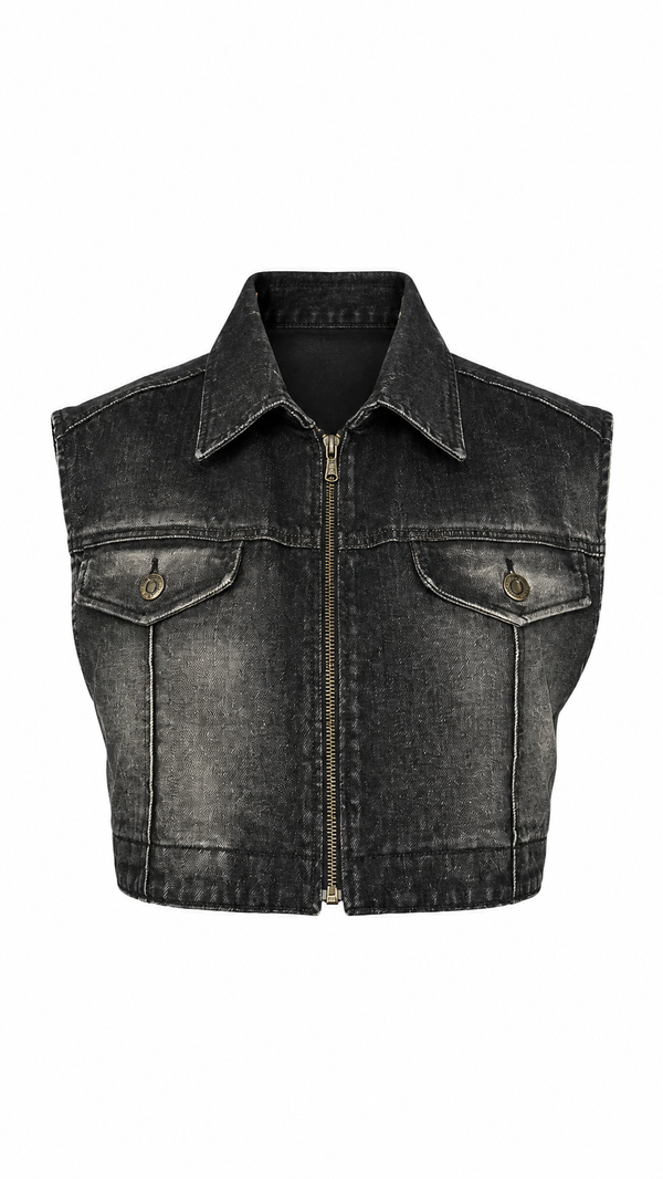 Kill Denim Waistcoat Washed Denim Asphalt Men