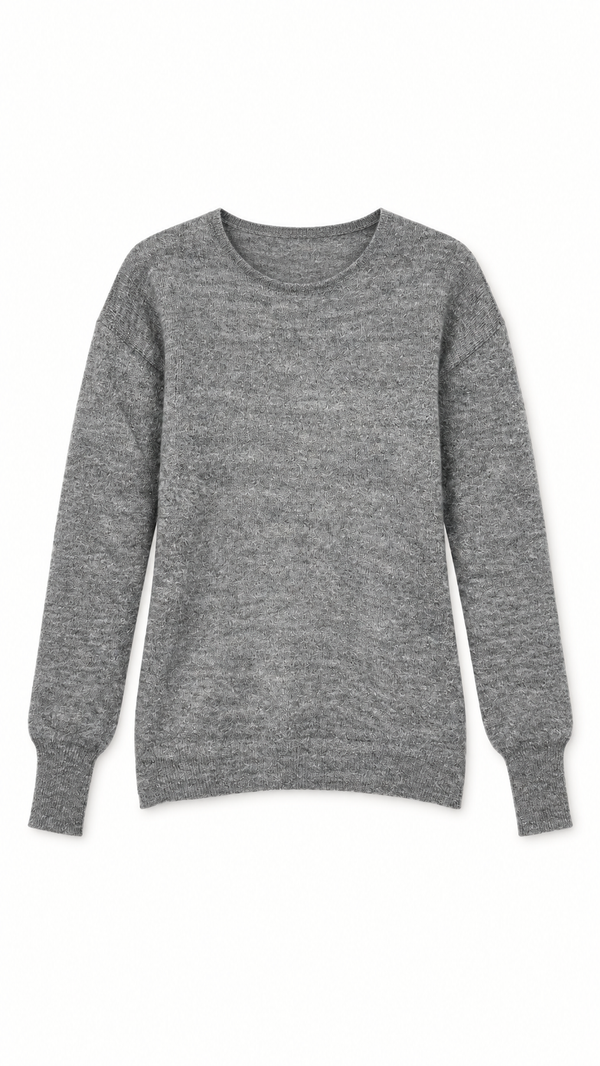 Roberto Alpaca Mohair Knitted Pullover Grey Men