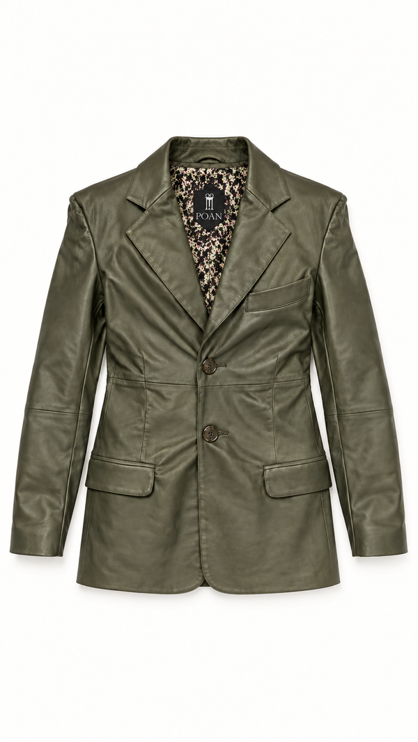 Nicholas Blazer Vegan Leather Olive Women
