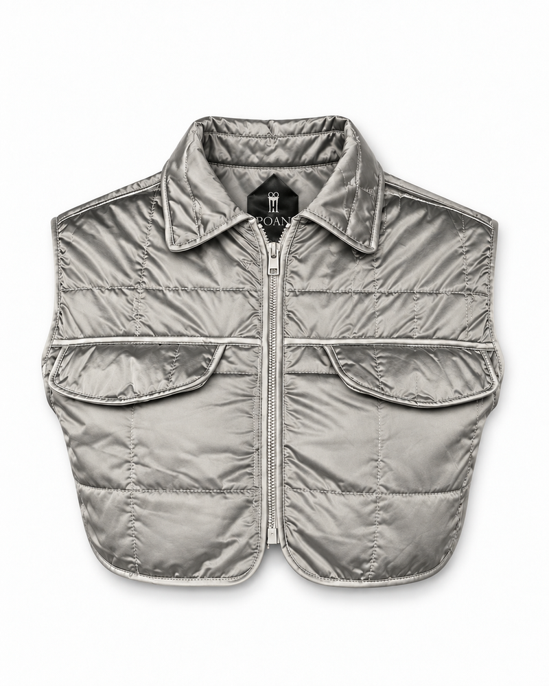 Brian Waistcoat Cropped Quilted Nylon Silver Women