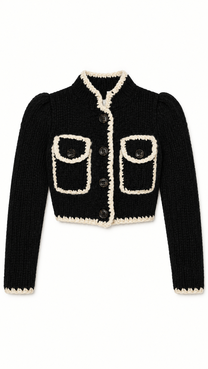 Anna Biker Handknit Cashmere Black Women
