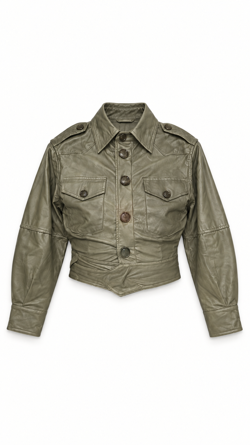Nettie Jacket Vegan Leather Olive Women