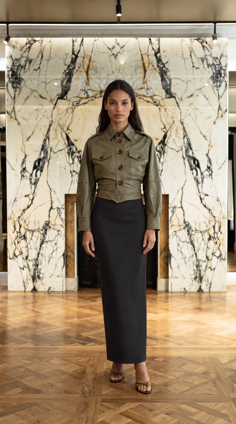 Nettie Jacket Vegan Leather Olive Women
