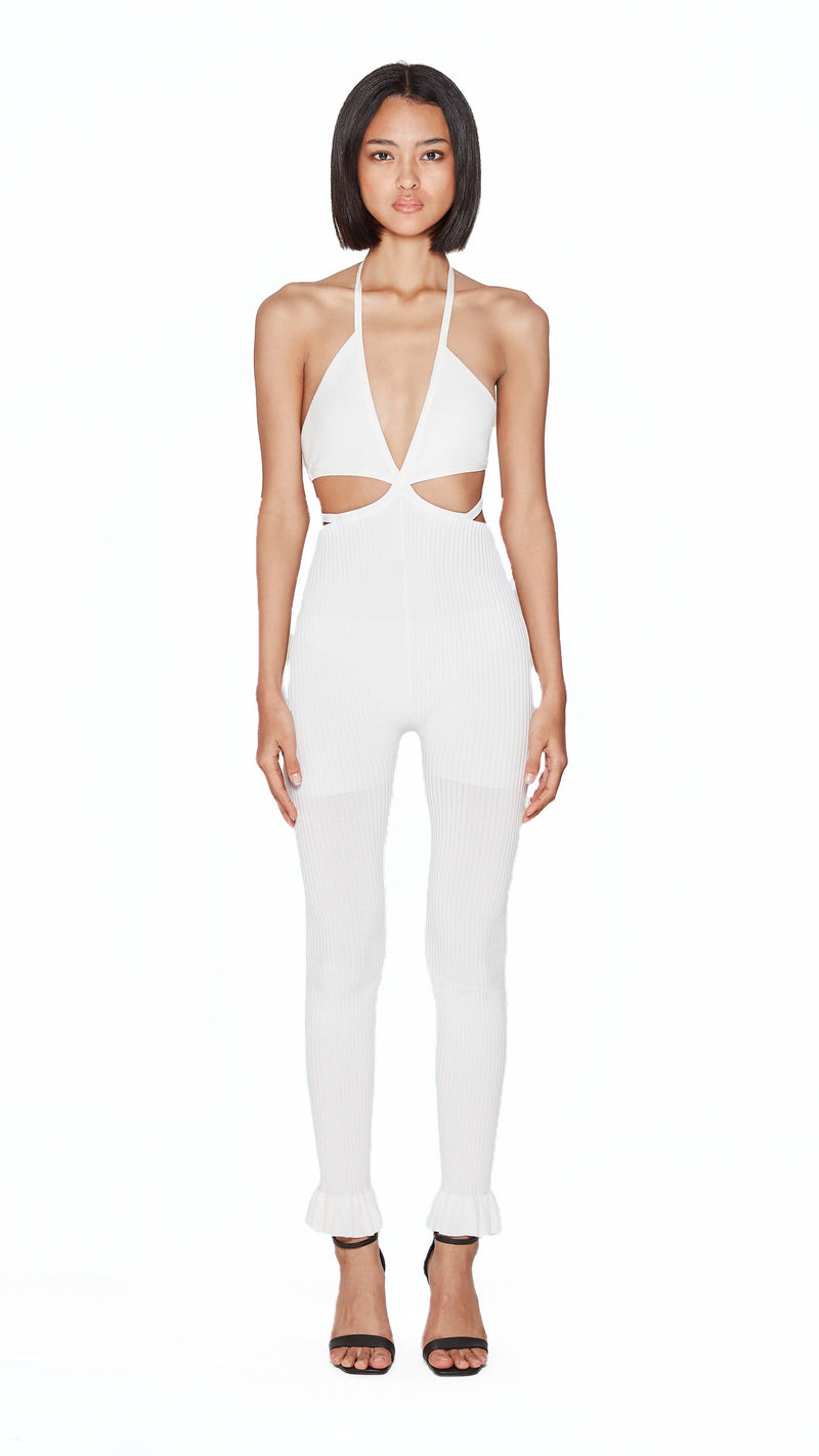 Cher Catsuit Women Ivory, front view – POAN