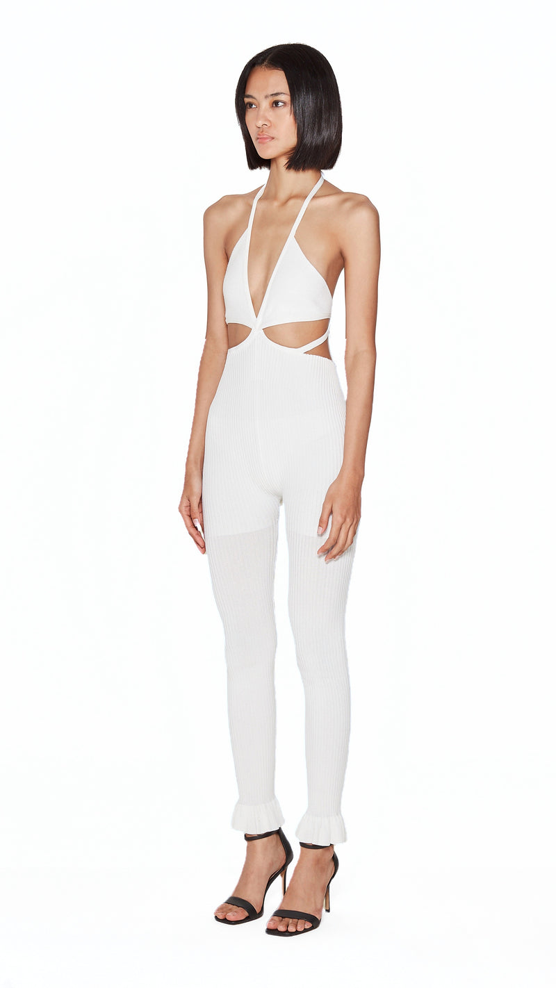 Cher Catsuit Women Ivory, side view – POAN