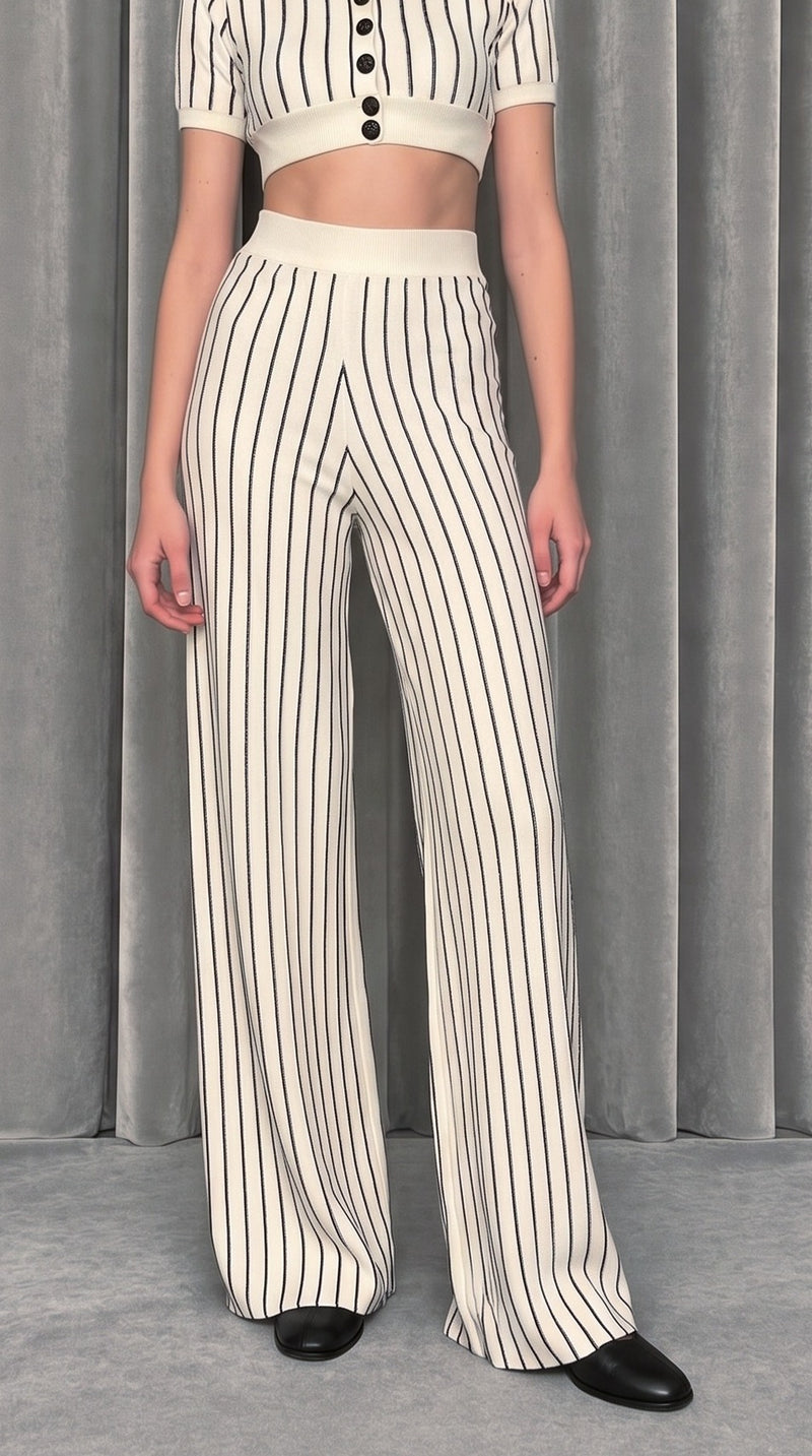 Elva Knitted Palazzo Trousers Ivory – detail