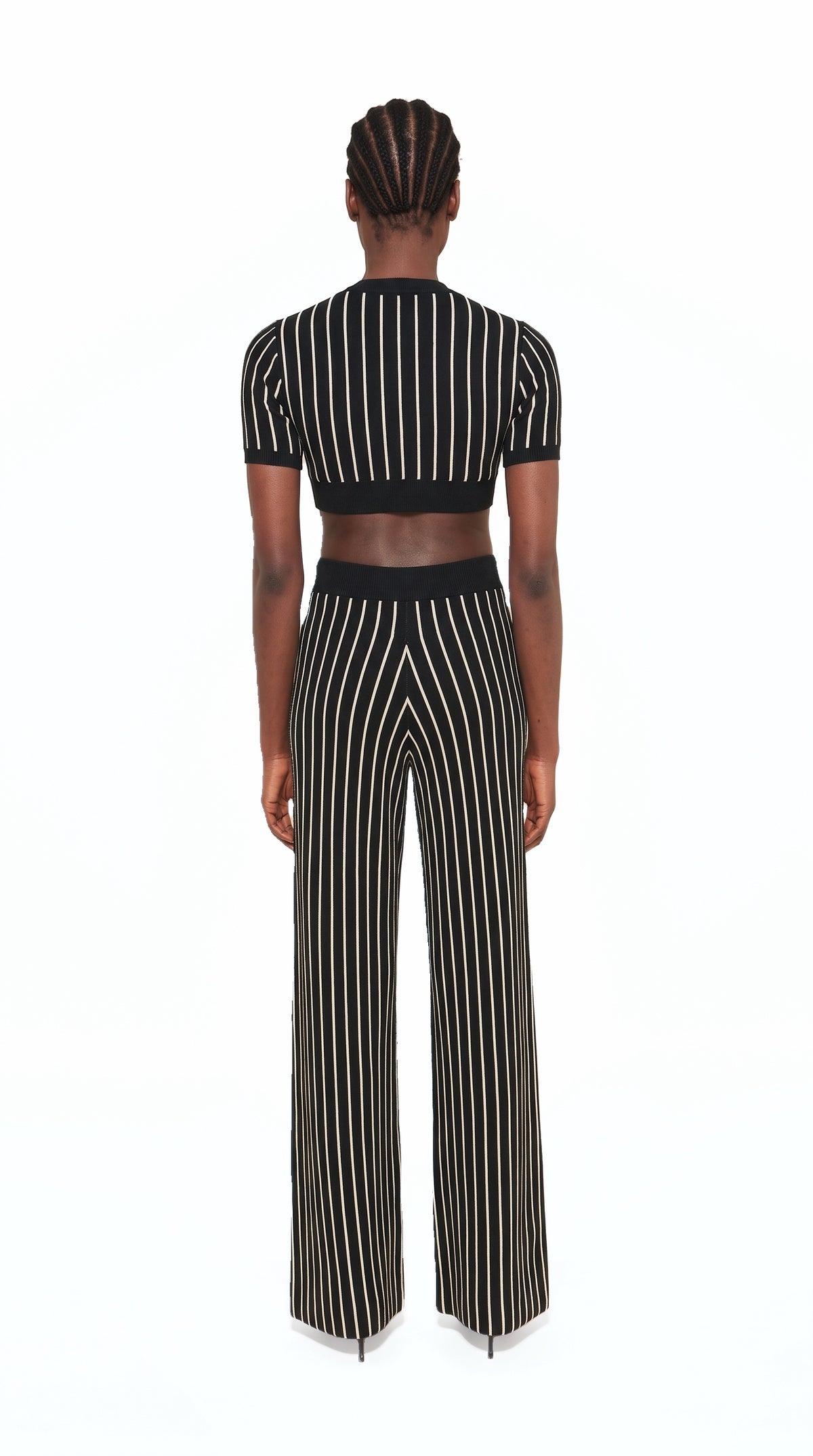 Elva Knitted Palazzo Trousers Women Black, back view – POAN