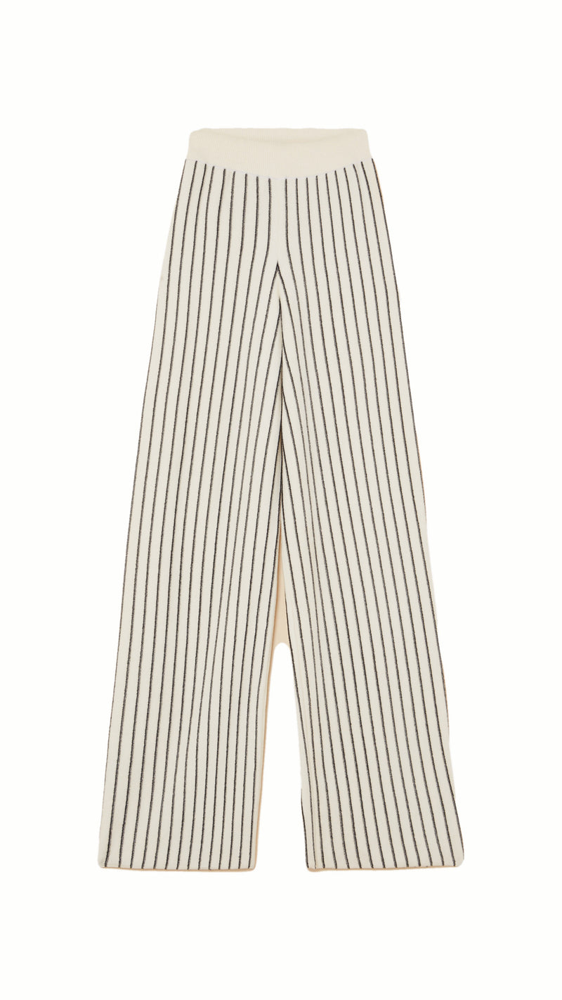 Elva Knitted Palazzo Trousers Women Ivory, product – POAN