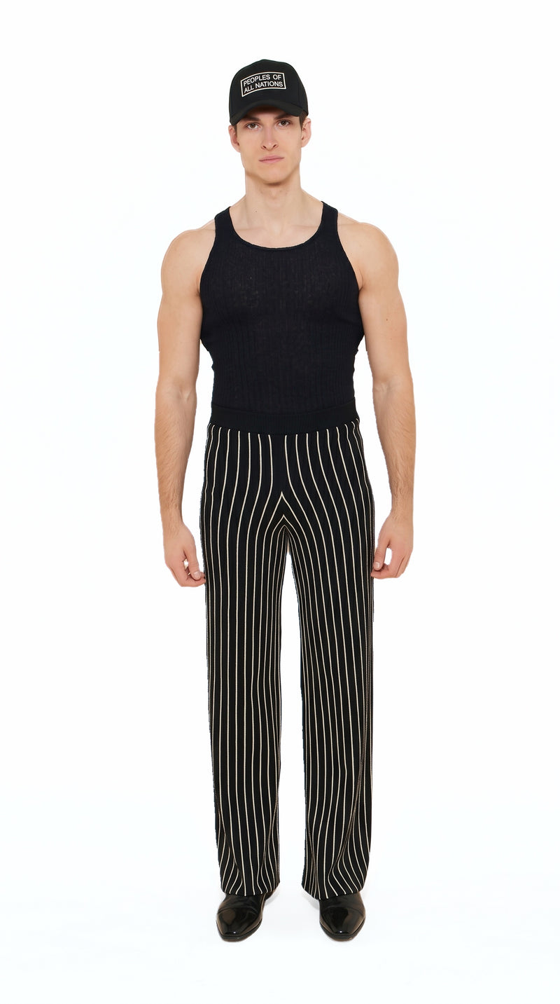 Elva Palazzo Trousers Men Black, front view – POAN