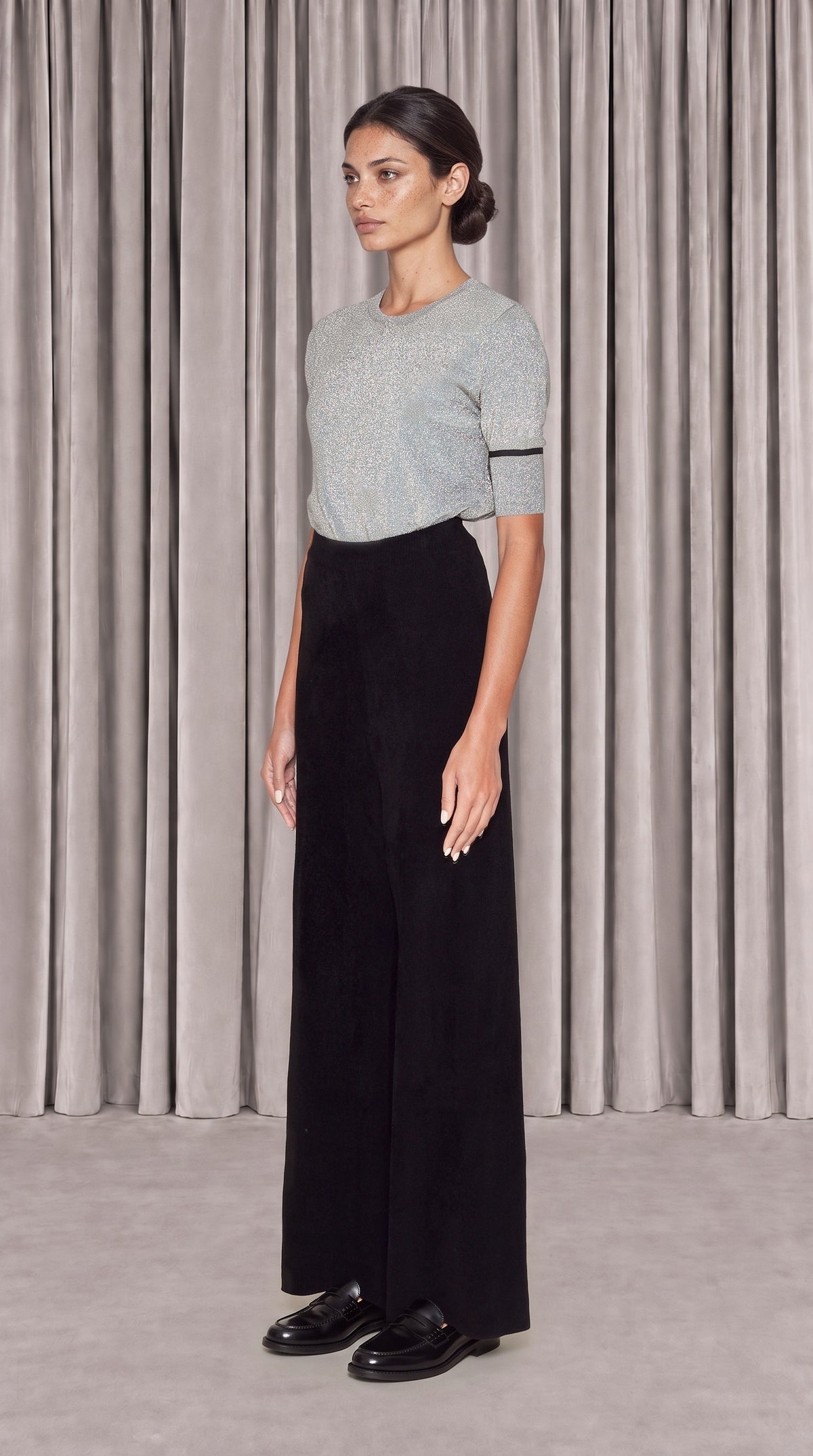 Elva Palazzo Trousers Women Black, side view – POAN