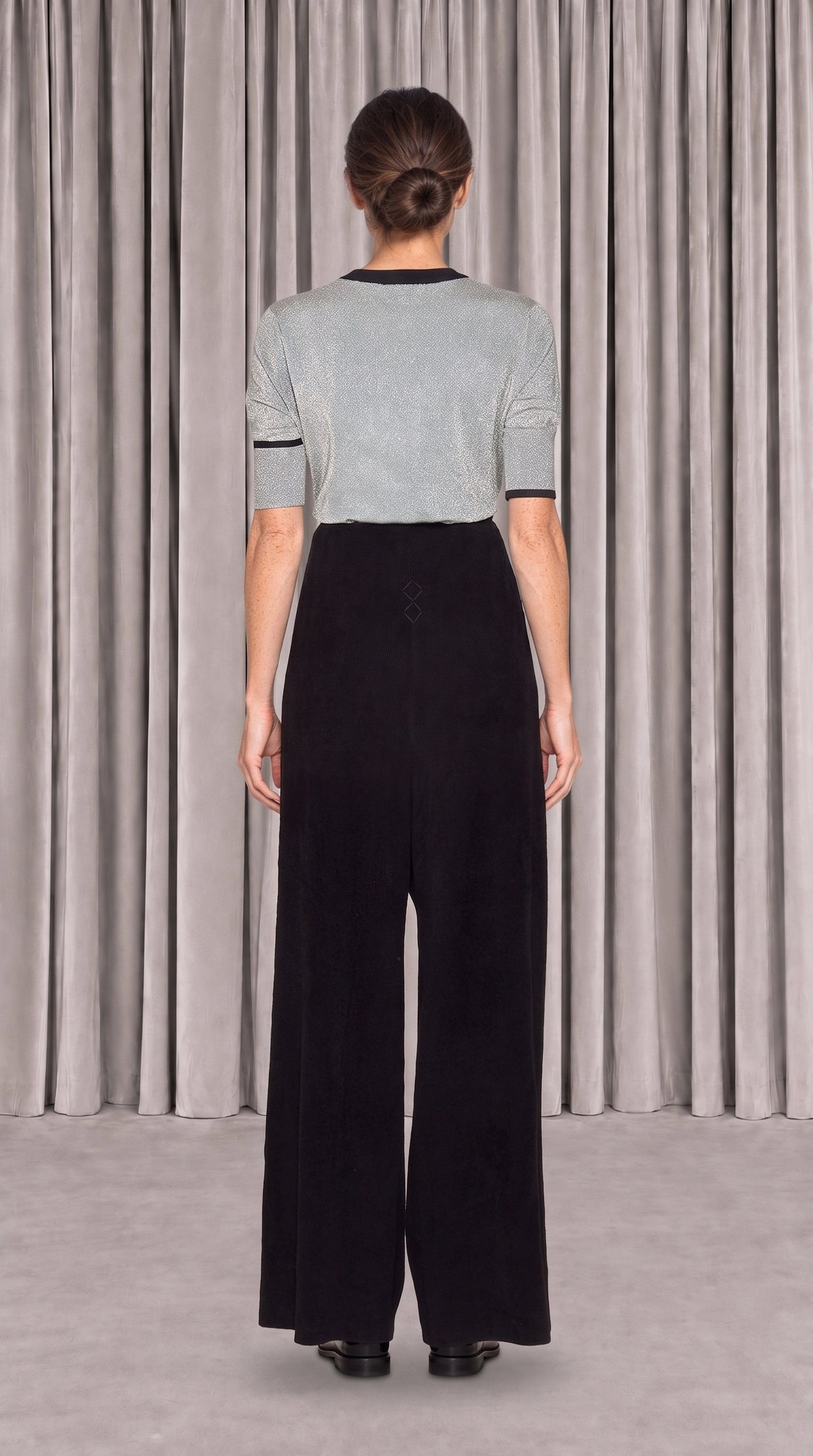 Elva Palazzo Trousers Women Black, back view – POAN