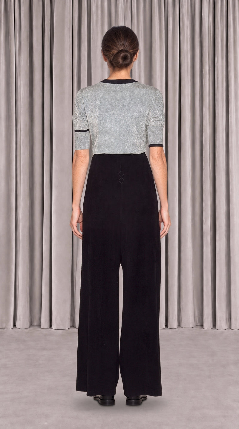 Elva Palazzo Trousers Women Black, back view – POAN