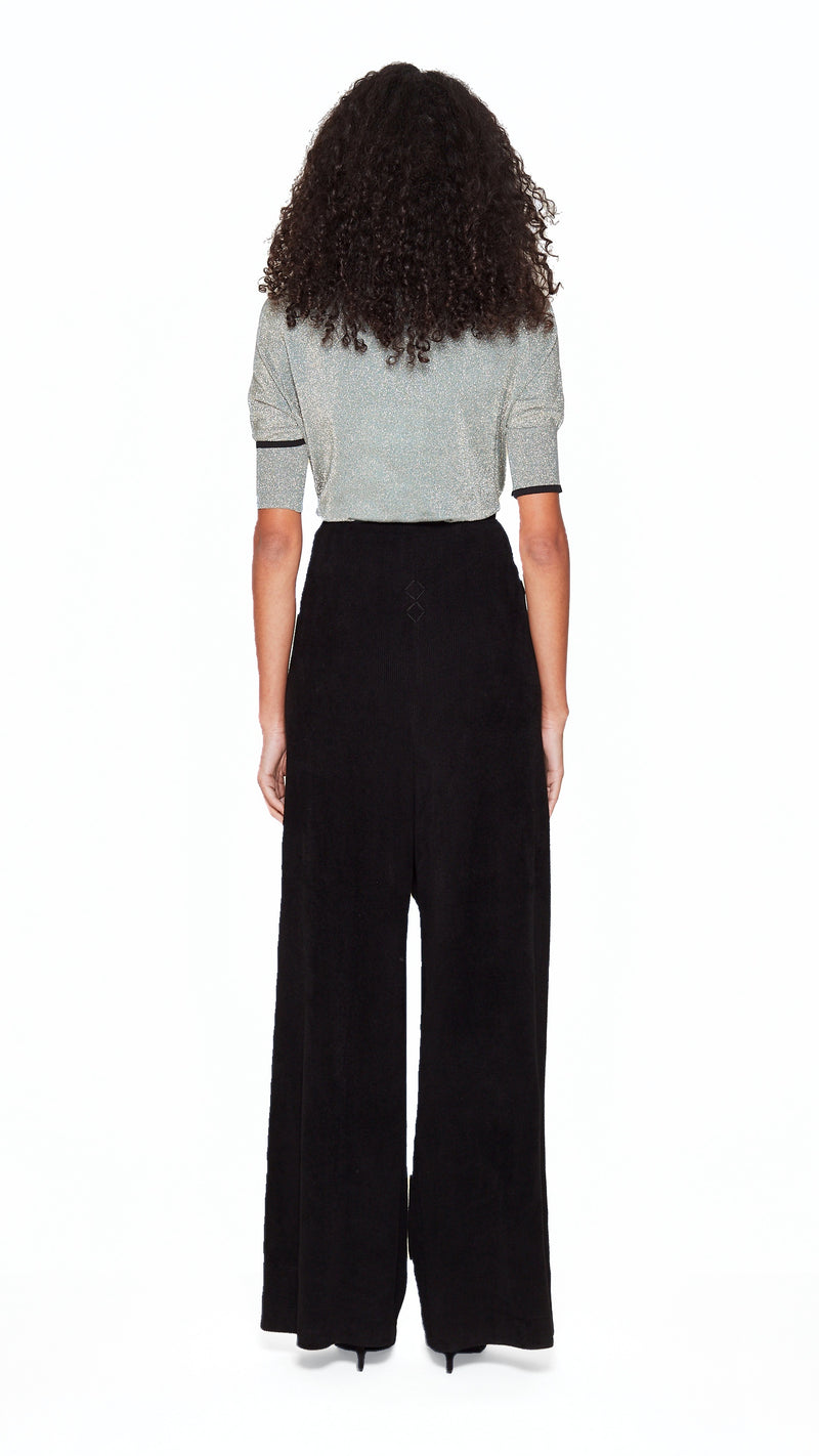 Elva Palazzo Trousers Women Black, back view – POAN