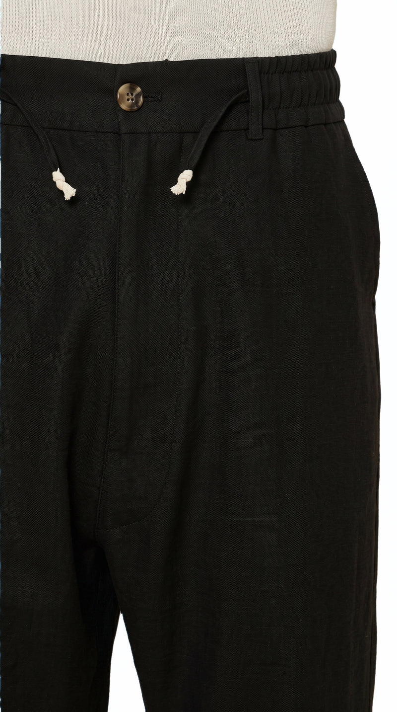 Fender Drop Crotch Trousers Men Black, detail – POAN