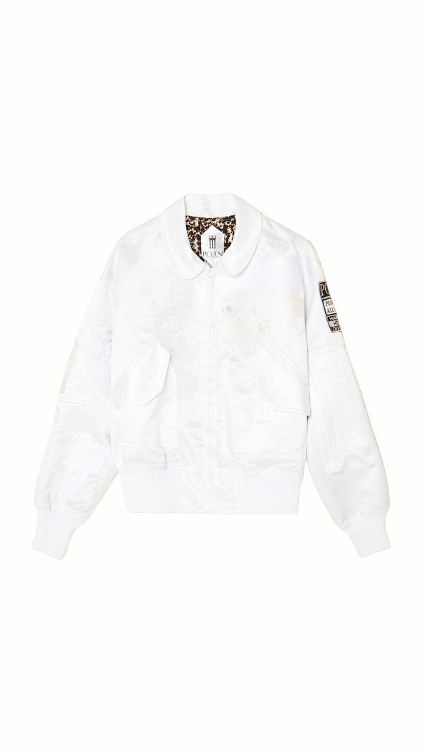 Hero World Map Bomber Jacket Men Ivory