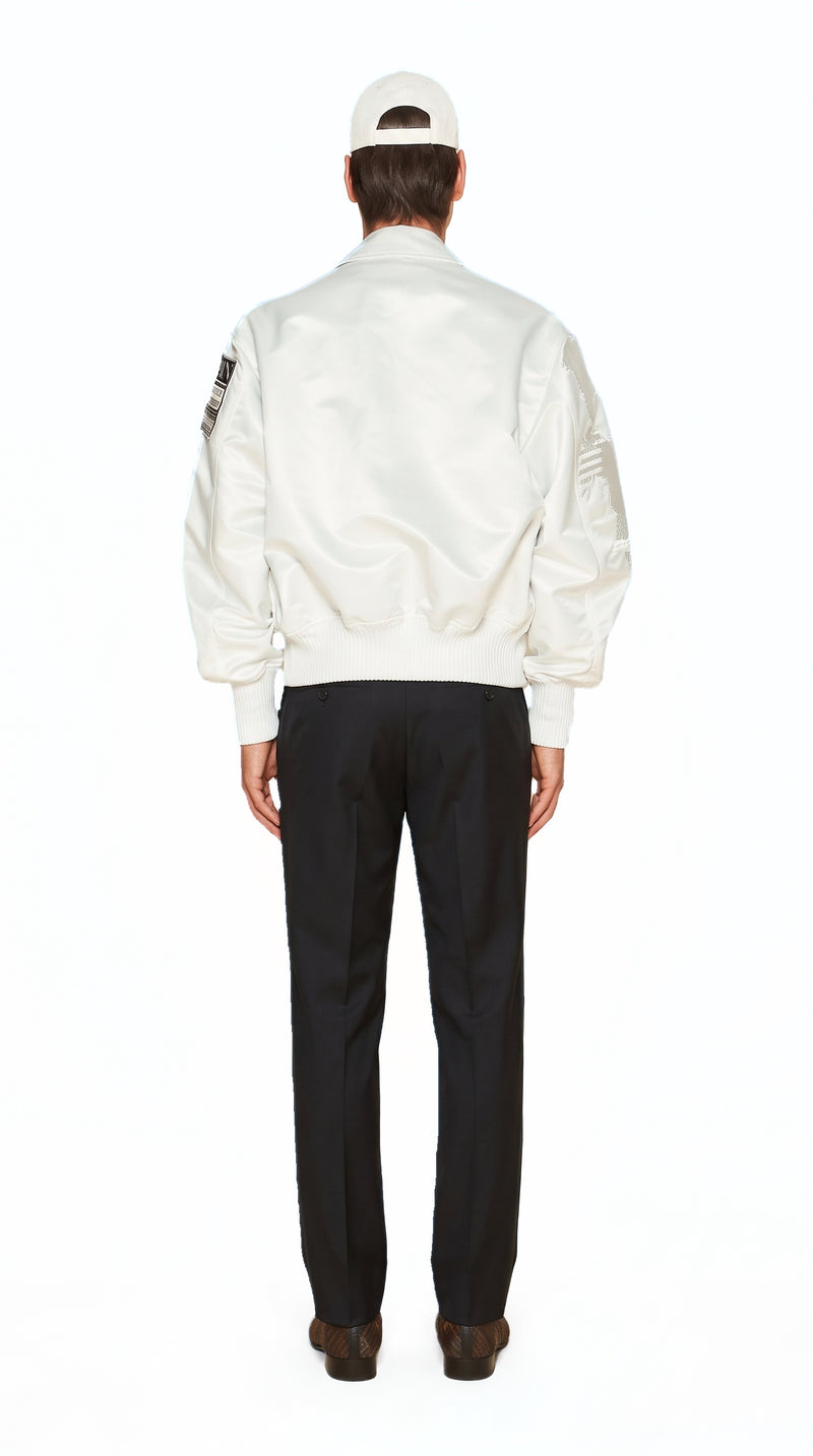 Hero World Map Bomber Jacket Men Ivory, back view – POAN