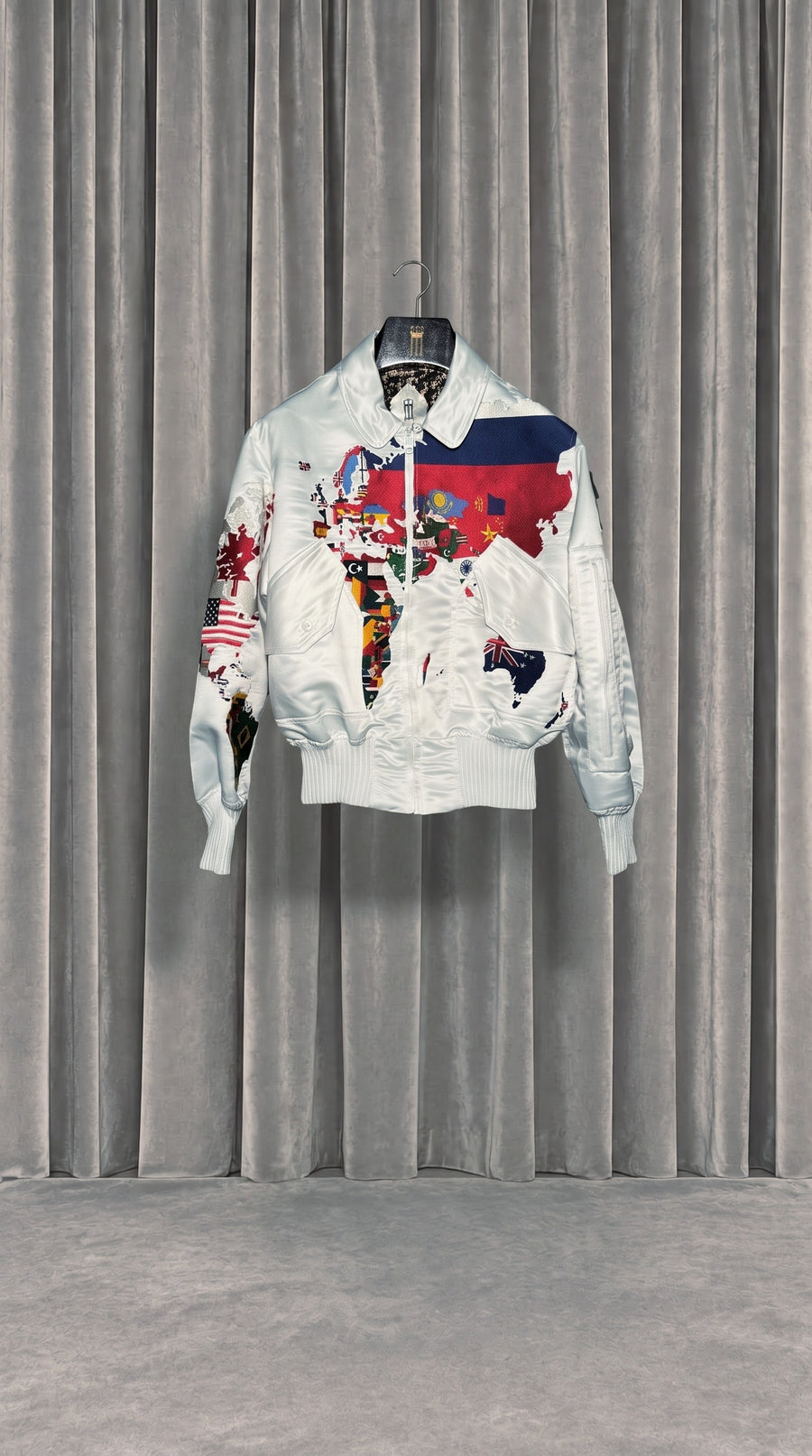 Hero World Map Bomber Jacket Multi Ivory – product
