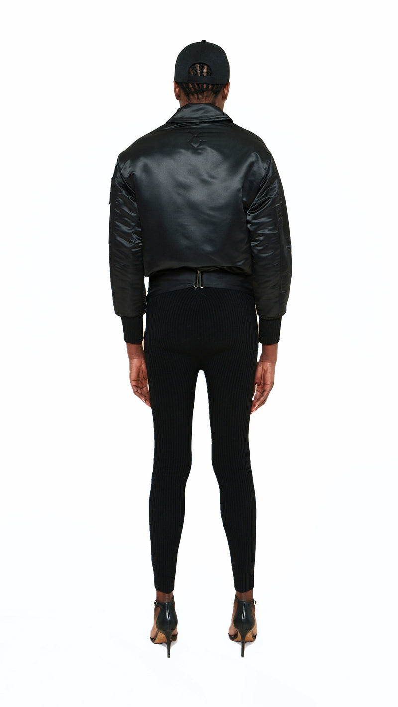 Hero World Map Bomber Jacket Women Black, back view – POAN