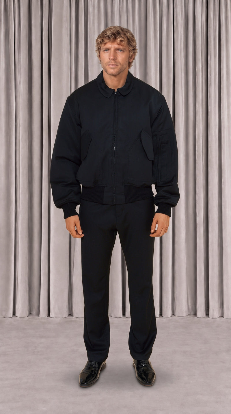 Iceman Bomber Jacket Men Black, front view – POAN