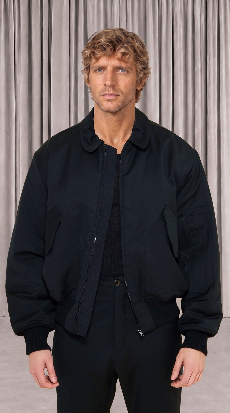 Iceman Bomber Jacket Men Black, detail – POAN