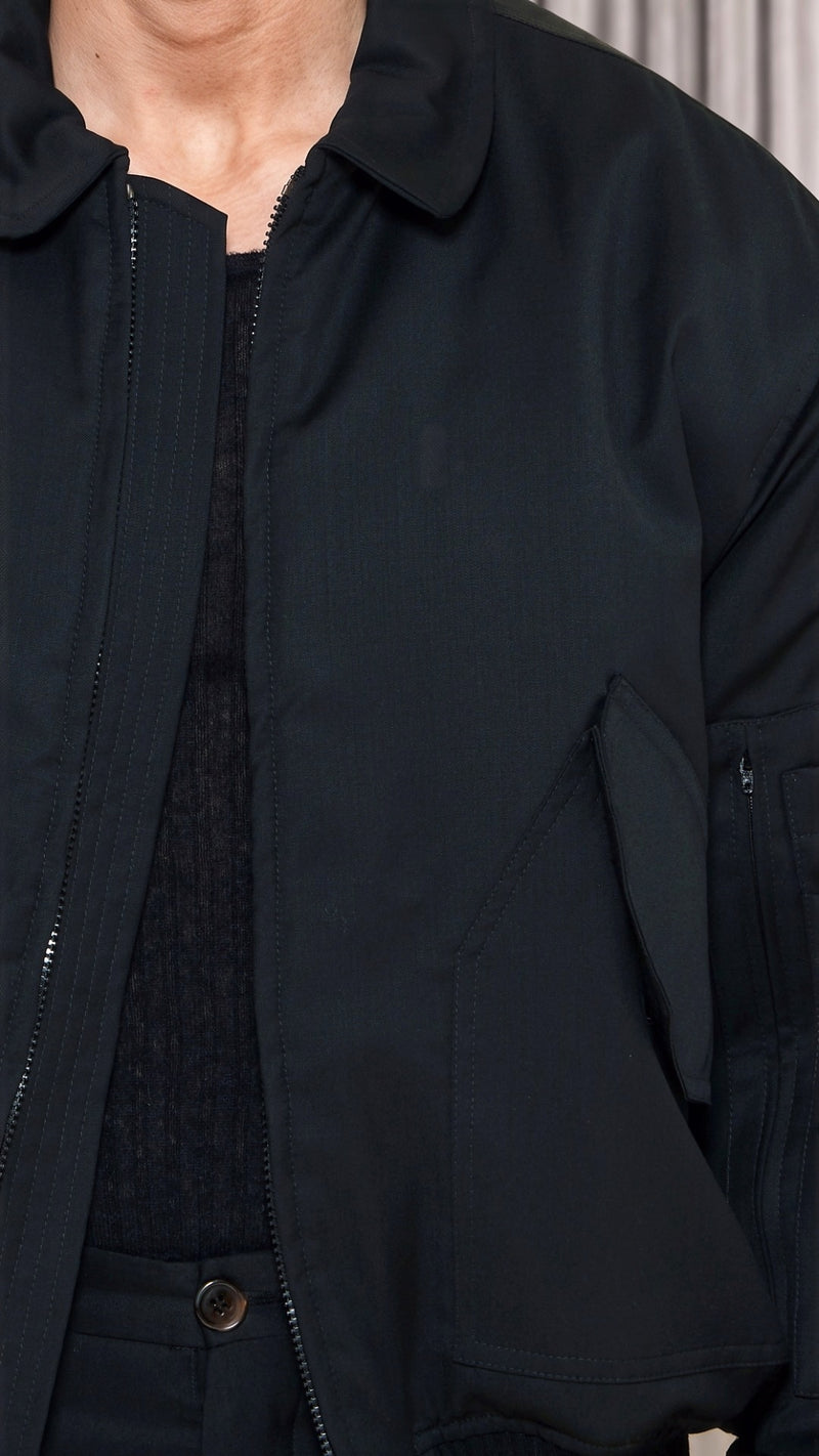 Iceman Bomber Jacket Men Black, detail – POAN