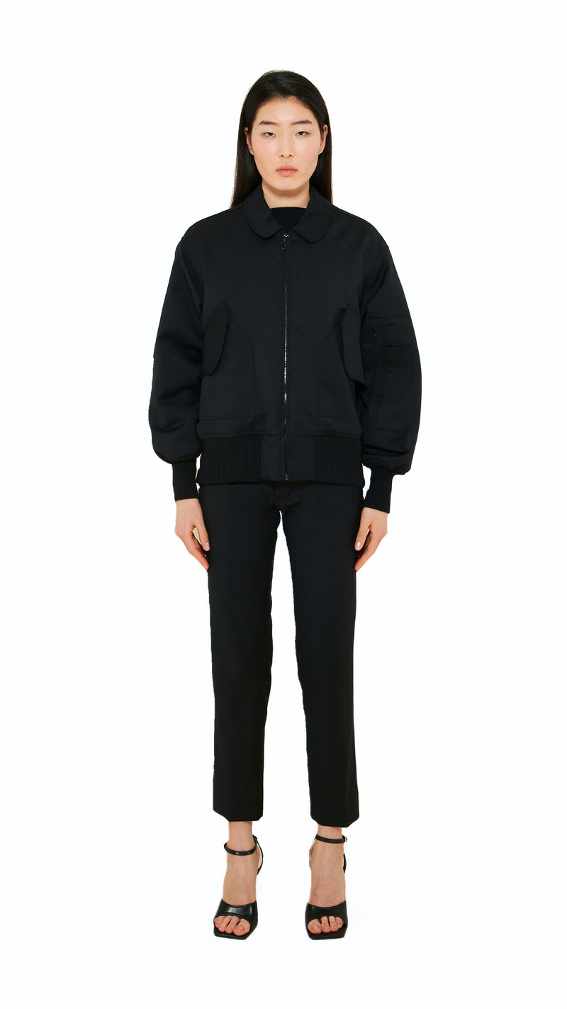 Iceman Bomber Jacket Women Black, front view – POAN