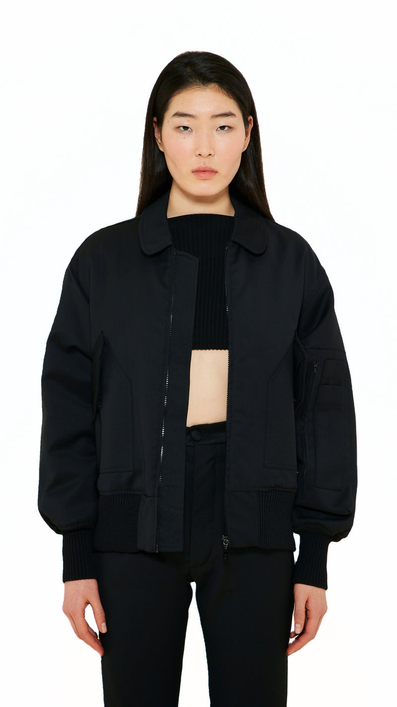Iceman Bomber Jacket Women Black, detail – POAN